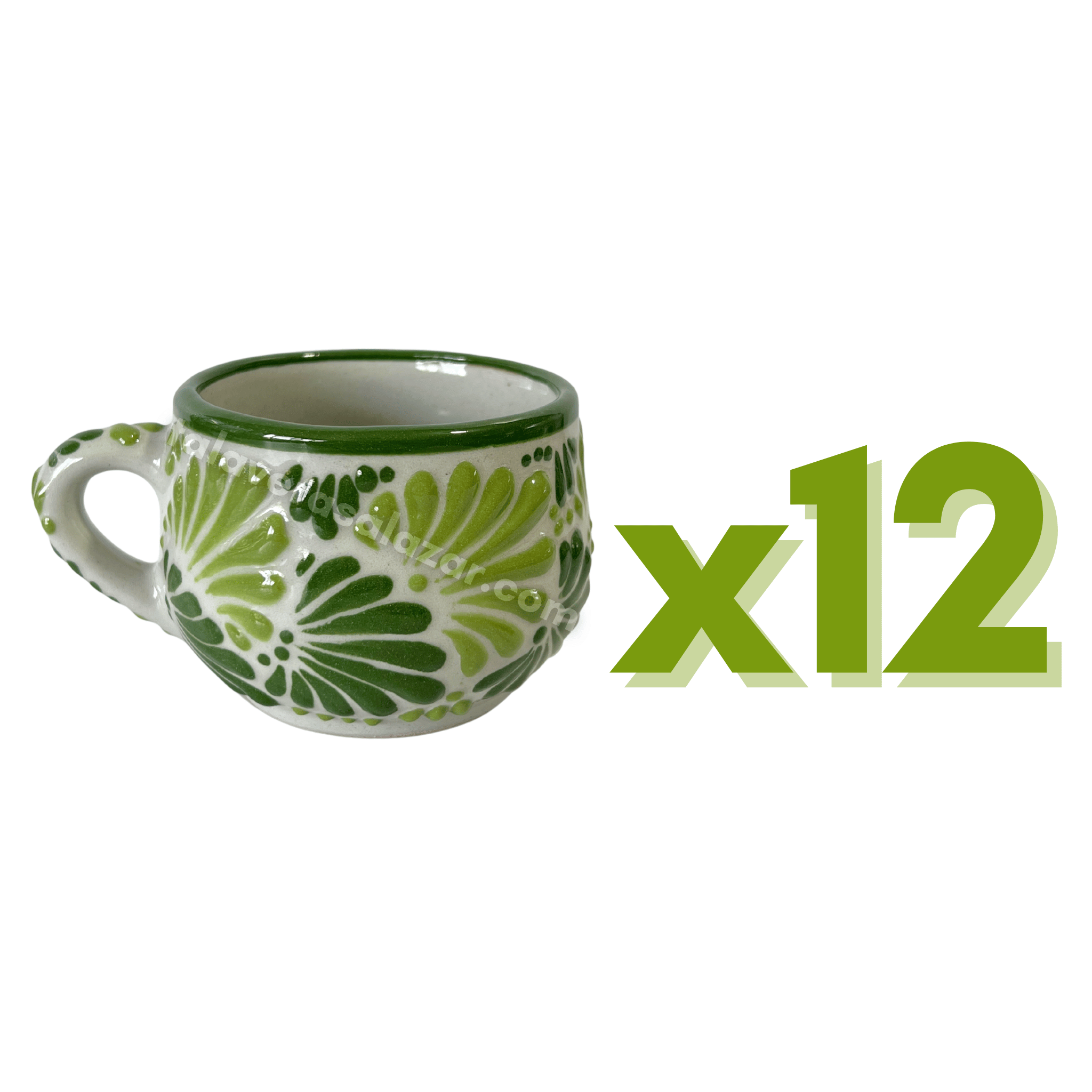 TAZA CHOCOLATERA MEDIANA FONDO TRADICIONAL MIK COMBINACION VERDE BANDERA Y LIMON
