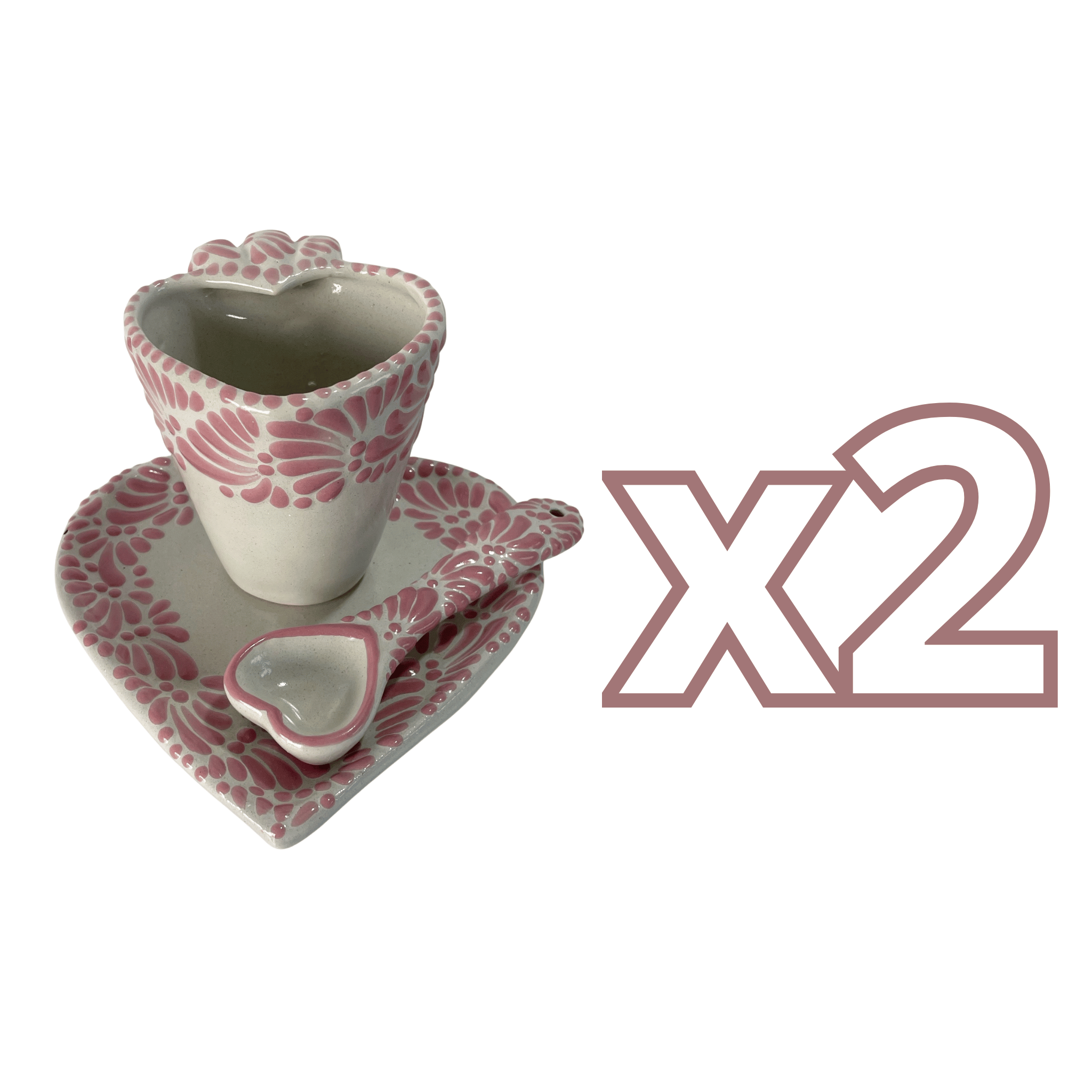 SET 3 PIEZAS FORMA CORAZON CON CUCHARA CORAZON FONDO TRADICIONAL MIK CENEFA ROSA