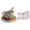 SET 3 PIEZAS TAZA CHOCOLATERA MEDIANA FONDO TRADICIONAL MIK MULTICOLOR