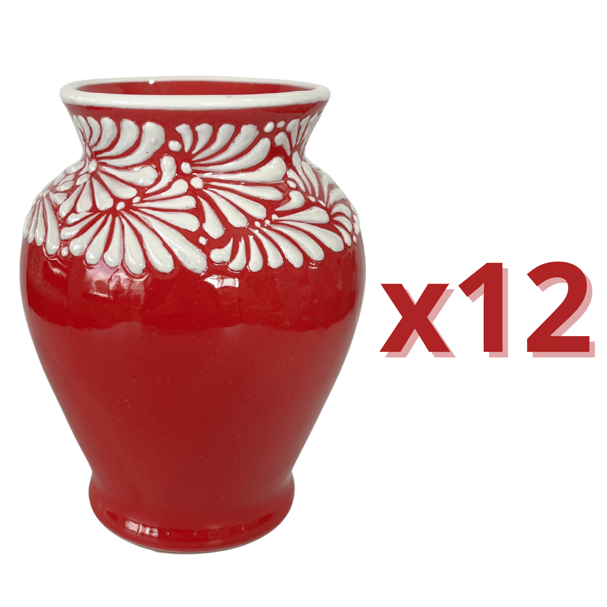 FLORERO JARRON FONDO ROJO MIK CENEFA BLANCO