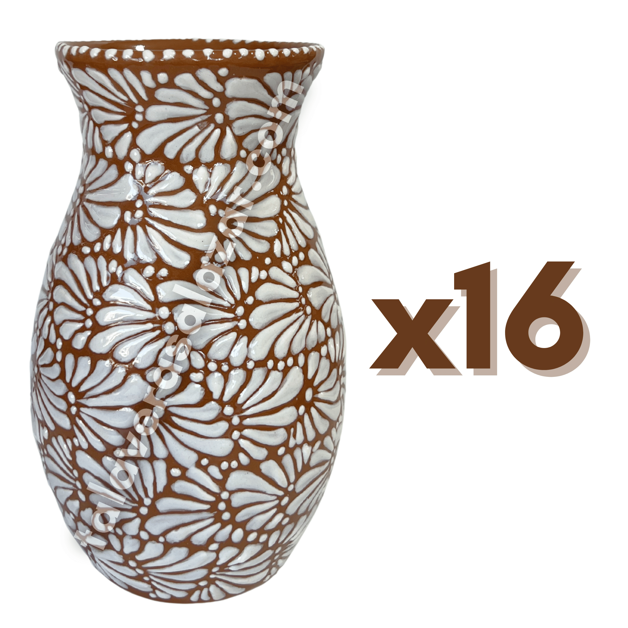 FLORERO BOLICHE 25 CM FONDO CAFE MIK BLANCO