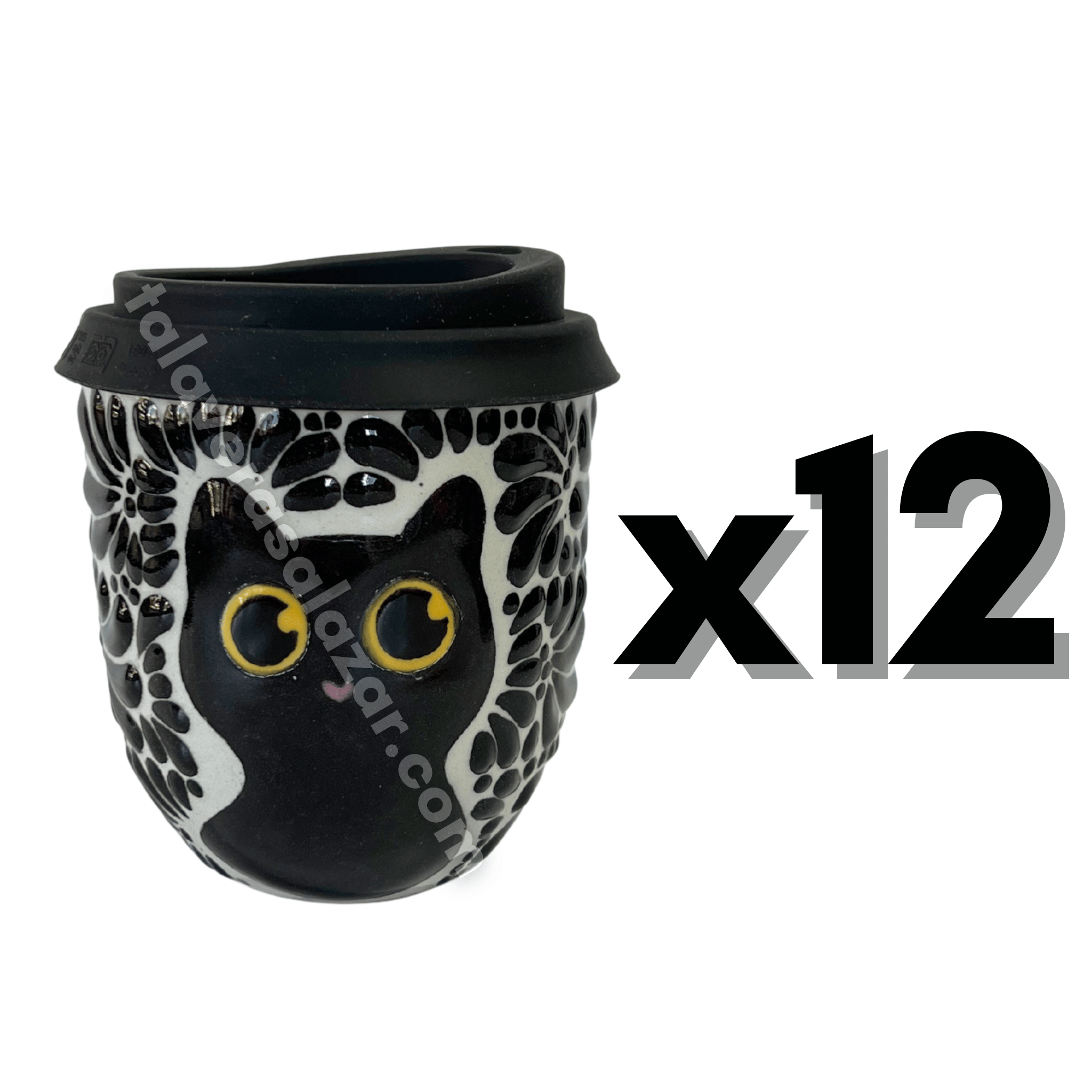 TERMO BOLITA FONDO TRADICIONAL MIK NEGRO GATO NEGRO CON OJOS AMARILLOS