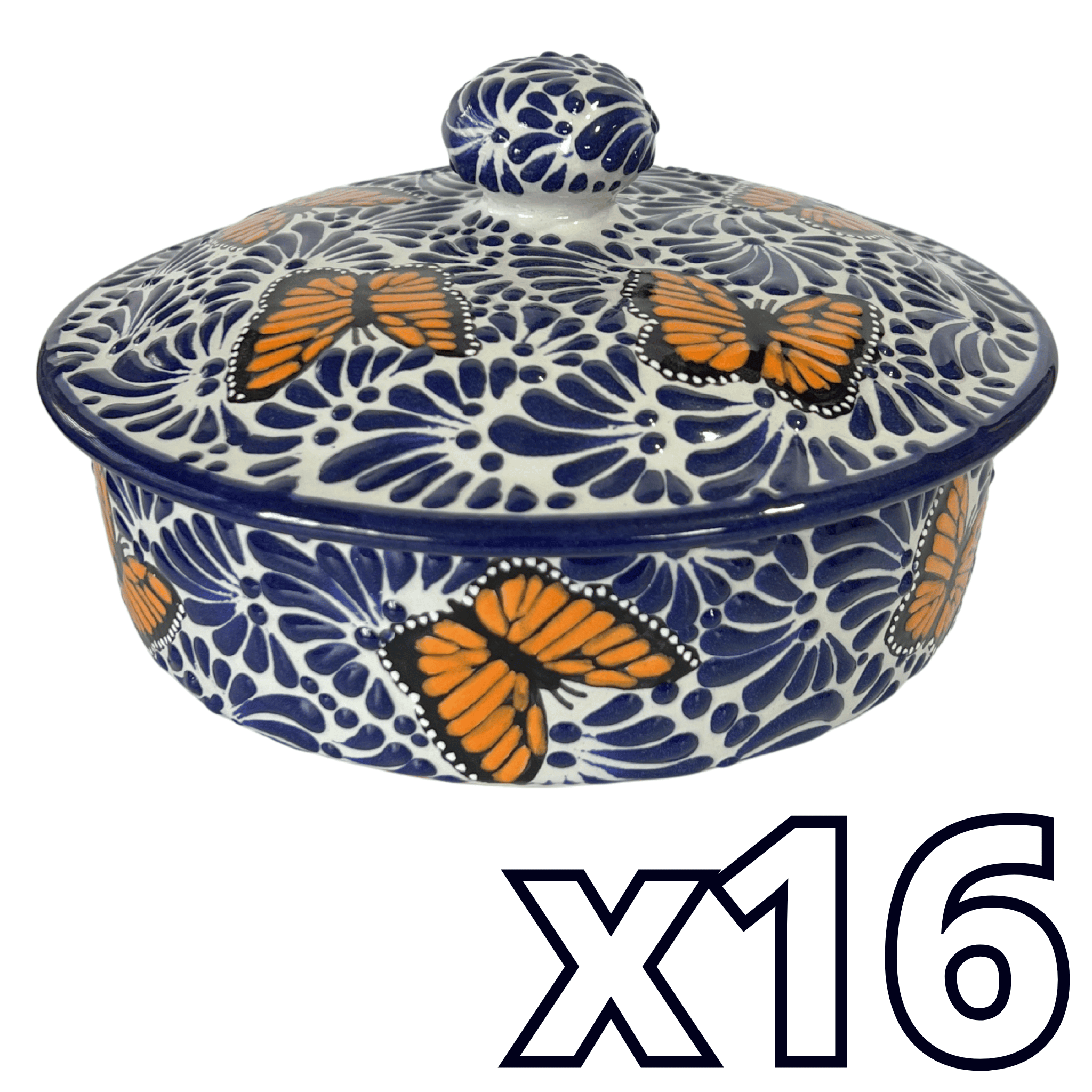 TORTILLERO FONDO TRADICIONAL MIK AZUL COBALTO MARIPOSAS
