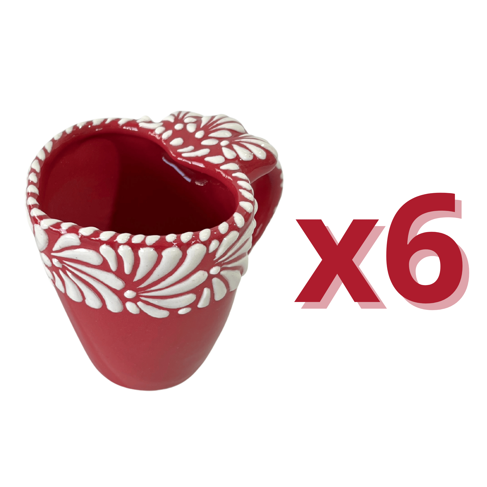 TAZA FORMA DE CORAZON FONDO ROJO MIK CENEFA BLANCO