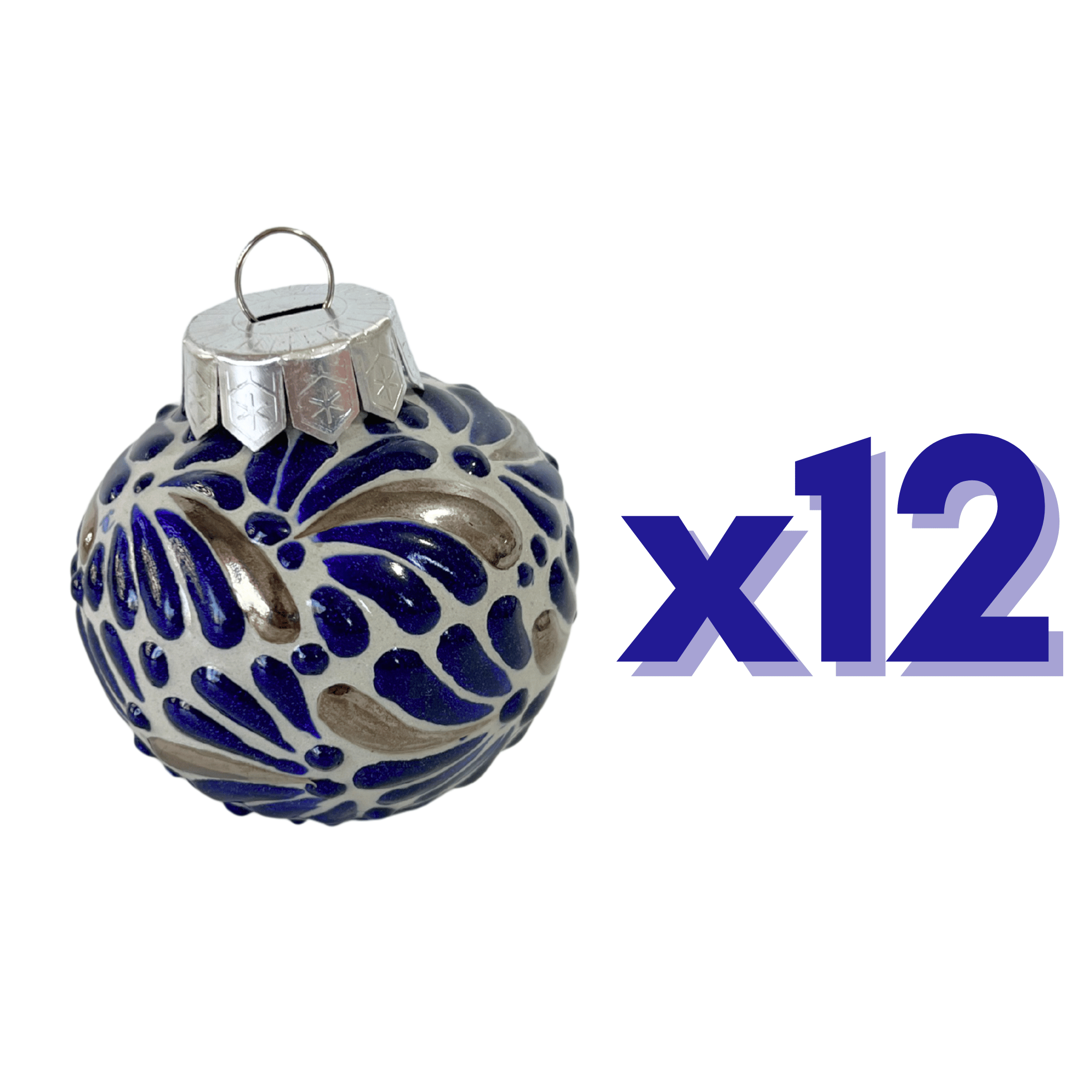 ESFERA NAVIDEÑA MIK AZUL COBALTO DESTELLOS DE PLATA