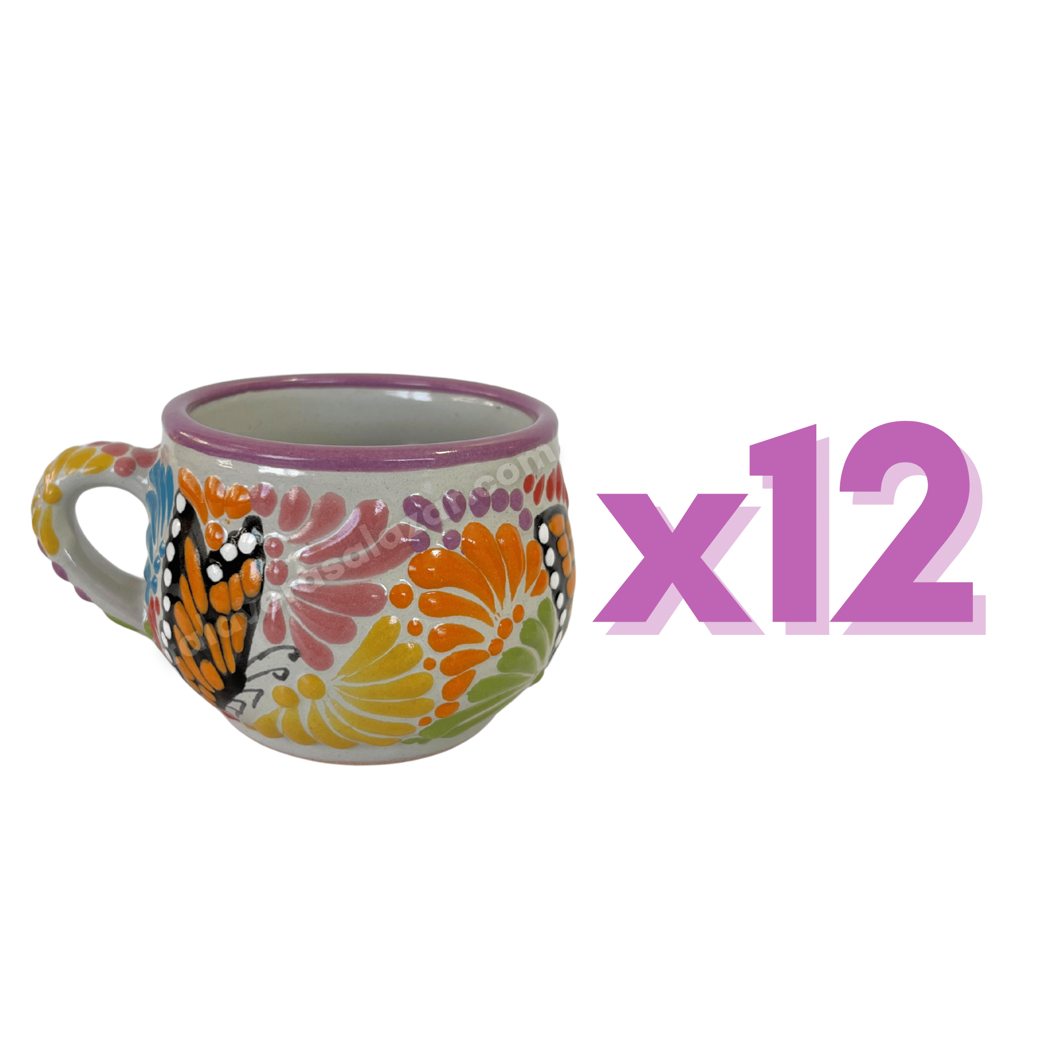 TAZA CHOCOLATERA MEDIANA FONDO TRADICIONAL MIK MULTICOLOR MARIPOSAS