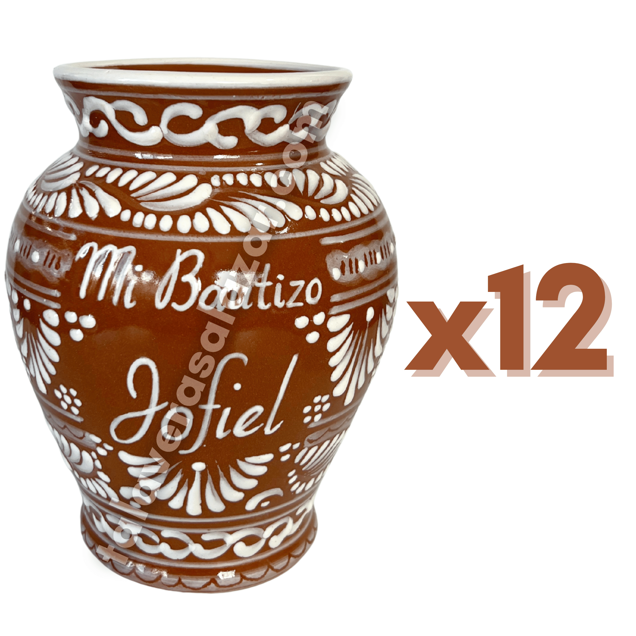 FLORERO JARRON 16 CARACTERES FONDO CAFE CENEFA BLANCO PERSONALIZADO