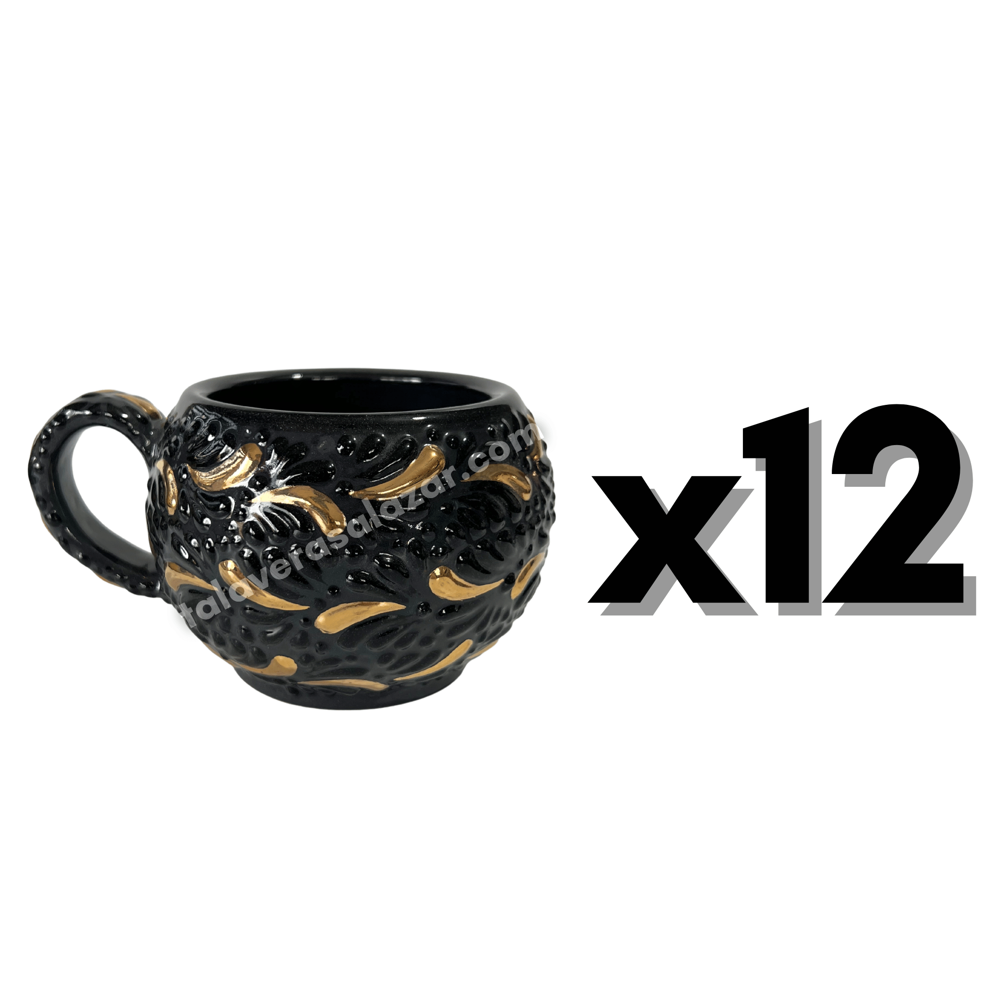 TAZA CHOCOLATERA GRANDE MIK SUPER BLACK DESTELLO DE ORO