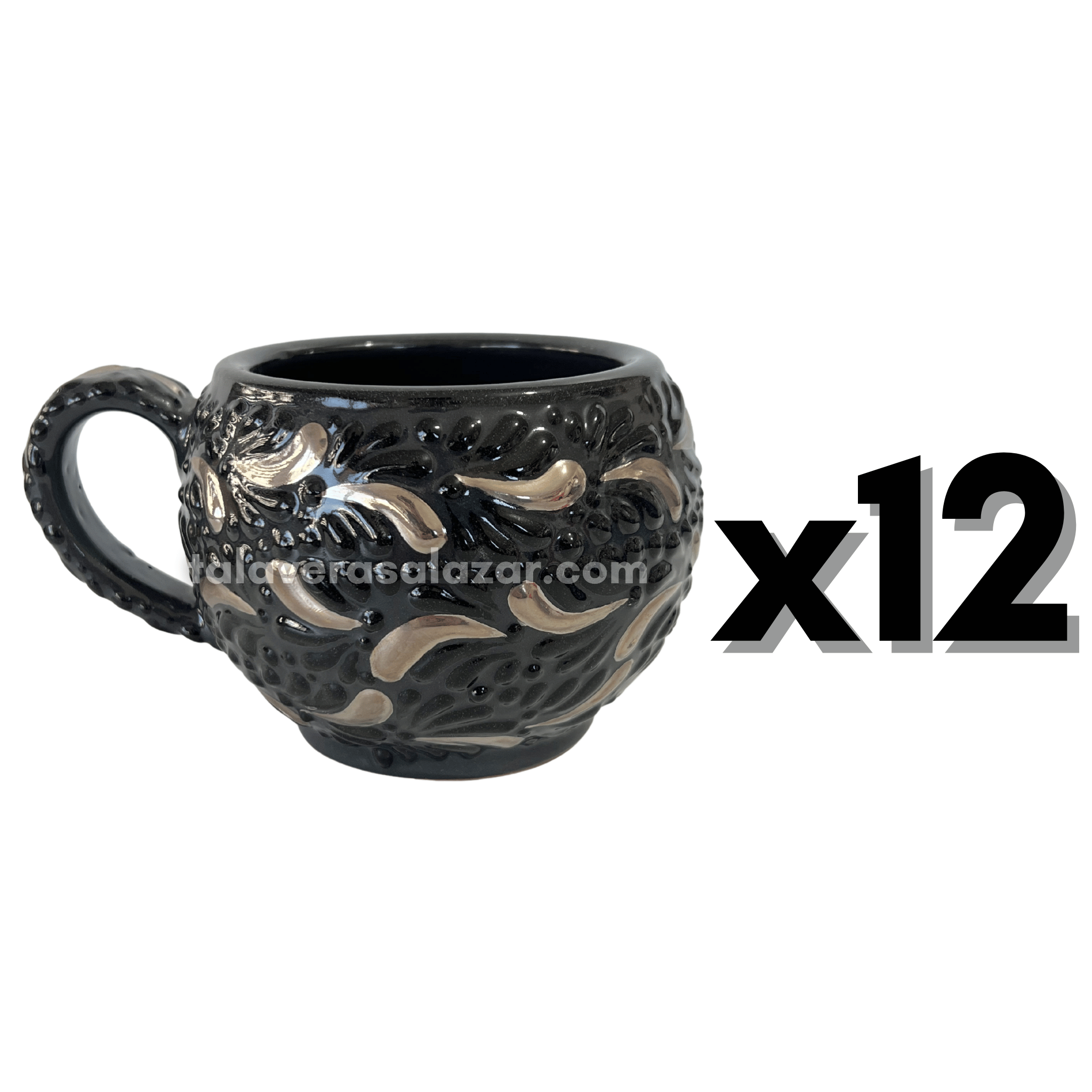 TAZA CHOCOLATERA GRANDE MIK SUPER BLACK DESTELLO DE PLATA