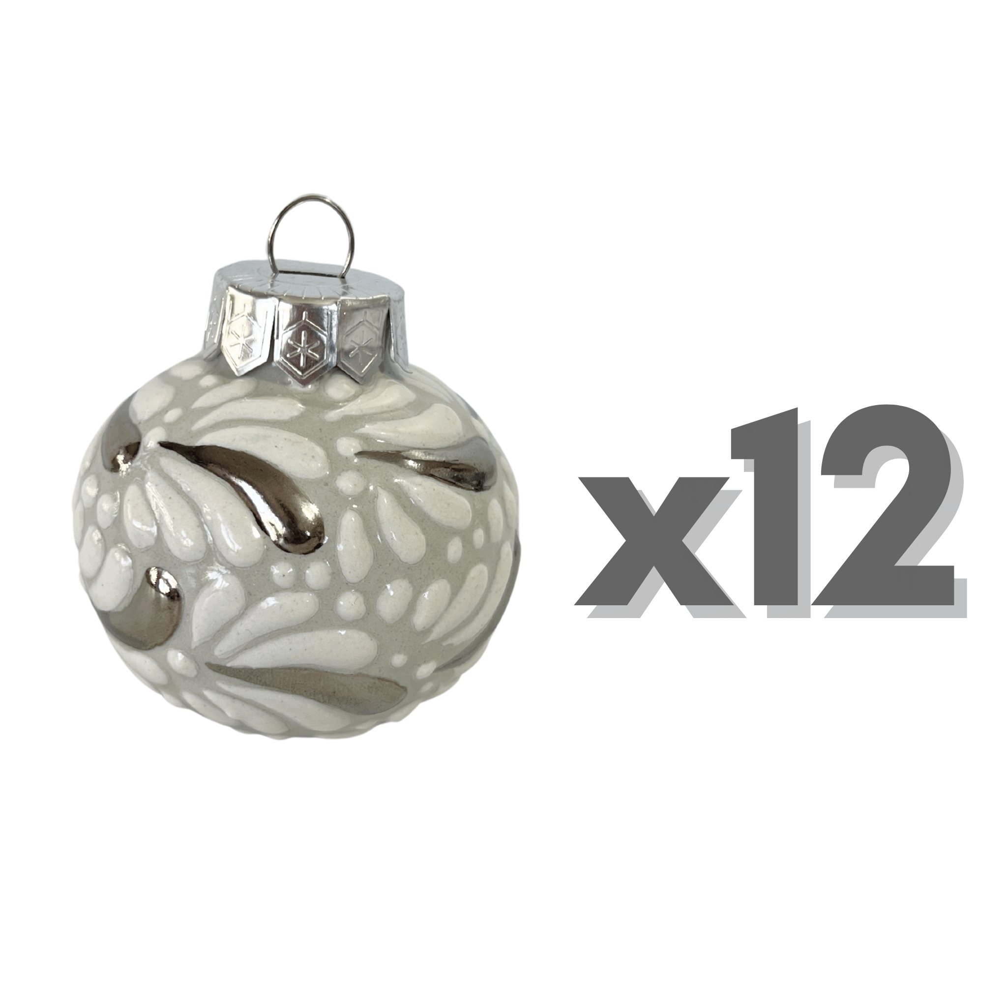 ESFERA NAVIDEÑA FONDO TRADICIONAL MIK BLANCO DESTELLOS DE PLATA