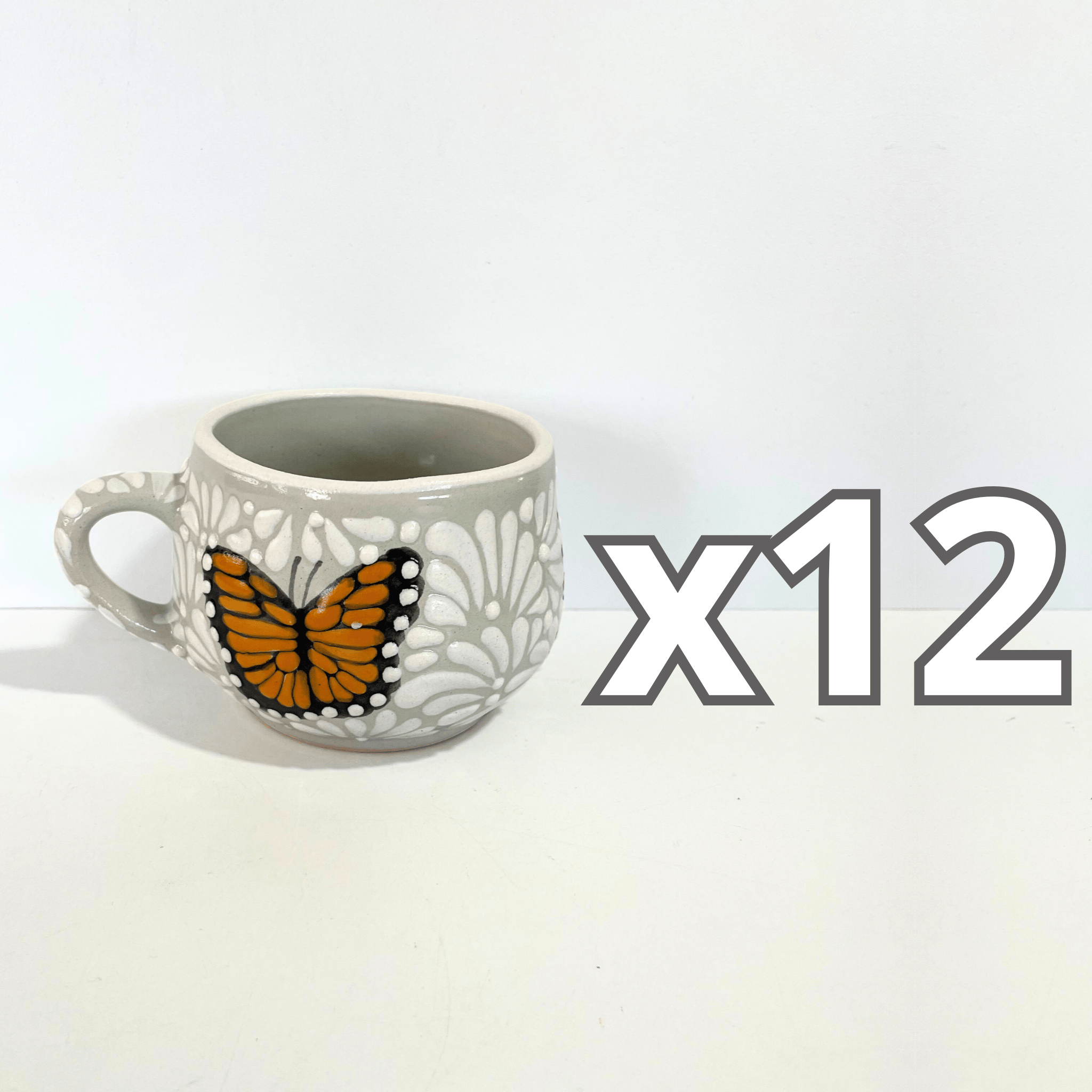 TAZA CHOCOLATERA MEDIANA FONDO TRADICIONAL MIK BLANCO MARIPOSAS