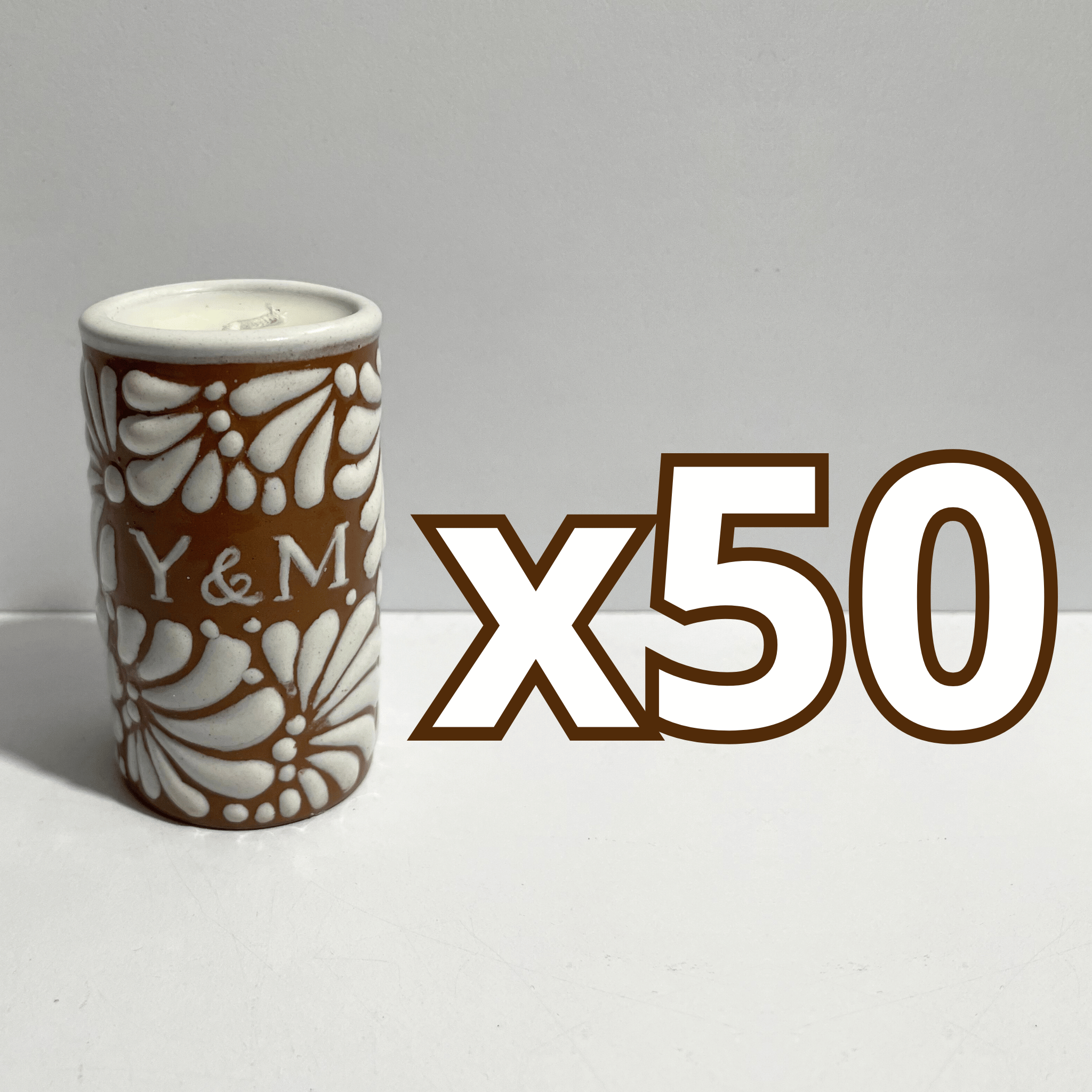 TEQUIVELA PERSONALIZADA FONDO CAFE MIK BLANCO INICIALES