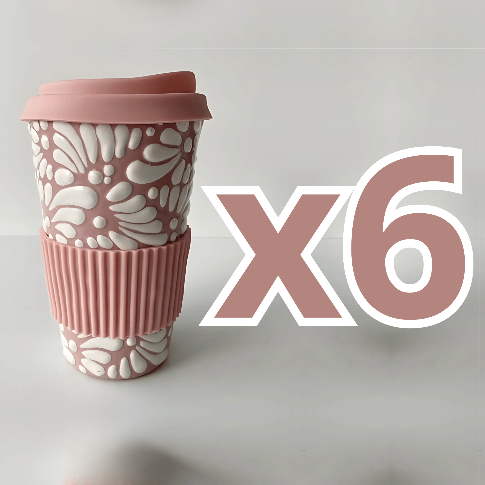TERMO 15 CM SIN ASA FONDO ROSA DECORADO BLANCO MIK