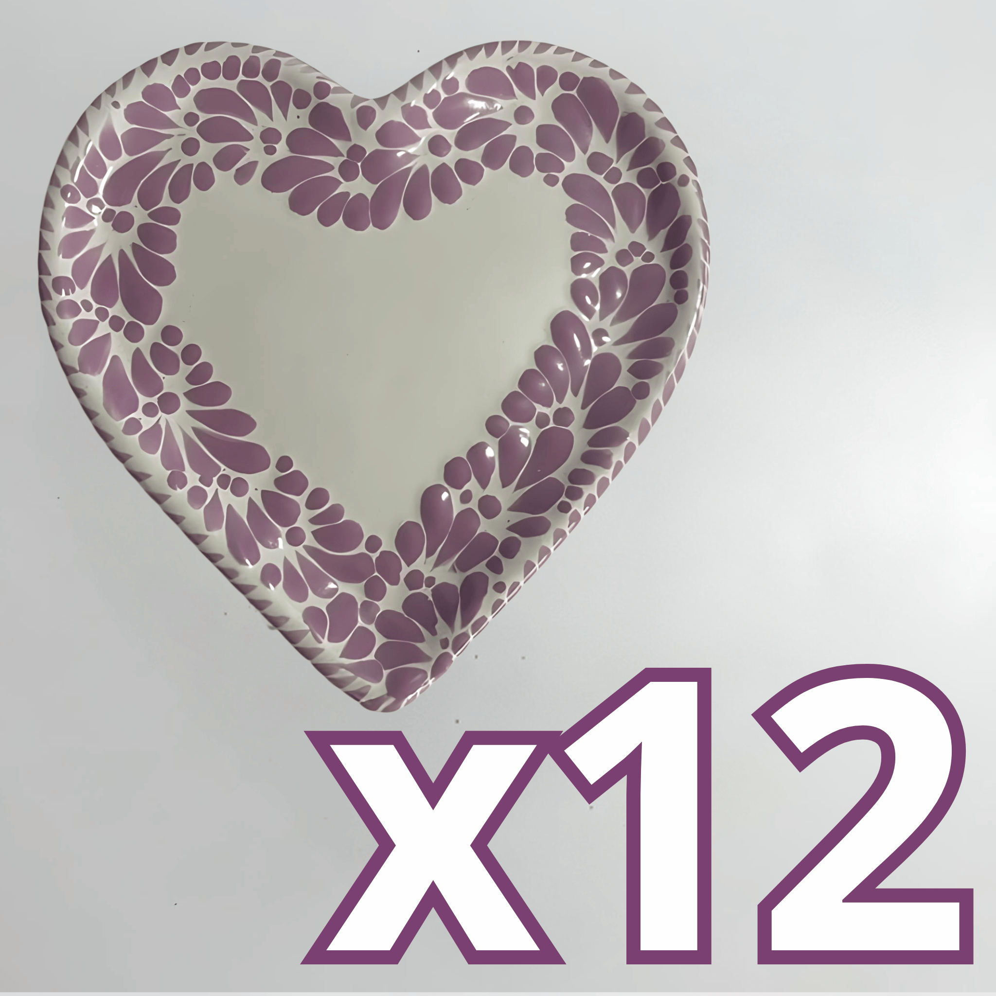 PLATO DE CORAZON 16 CM FONDO BLANCO MIK CENEFA MORADO