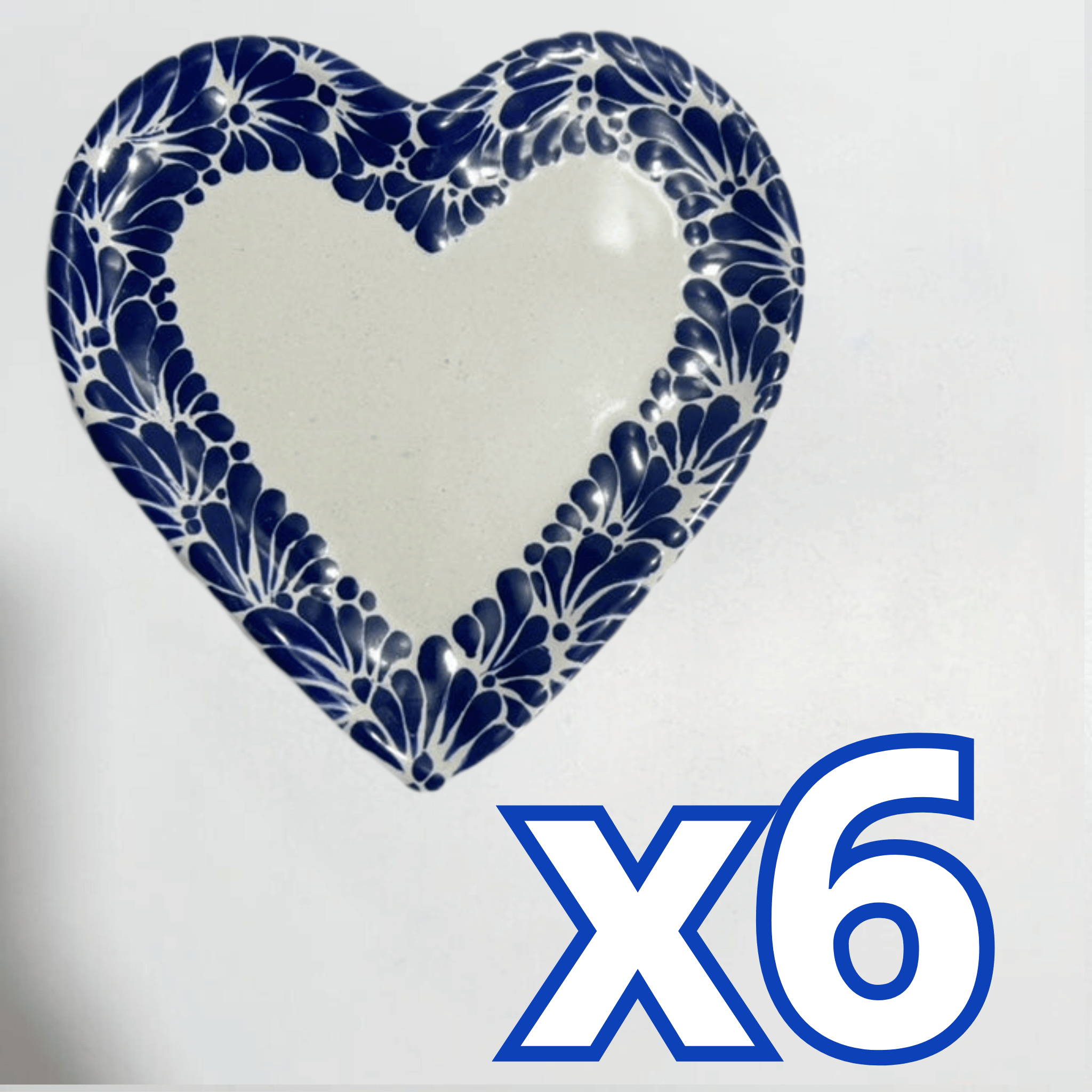 PLATO DE CORAZON 16 CM DECORADO CENEFA AZUL COBALTO