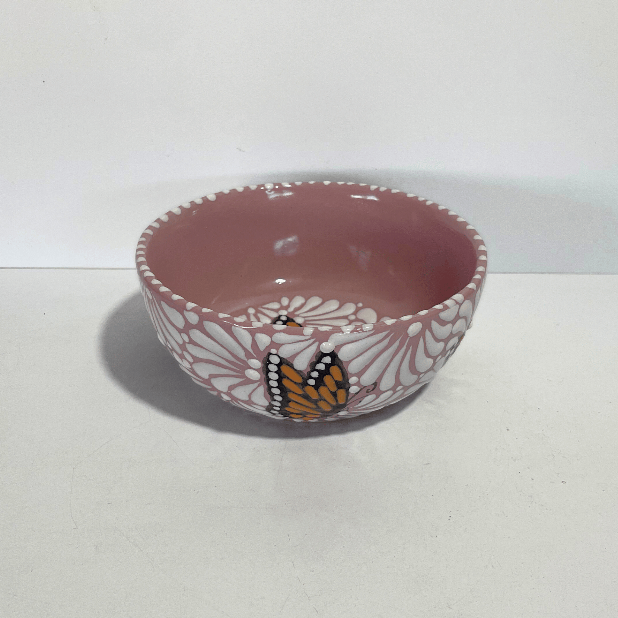 TAZON 15 CM FONDO ROSA MIK BLANCO MARIPOSAS