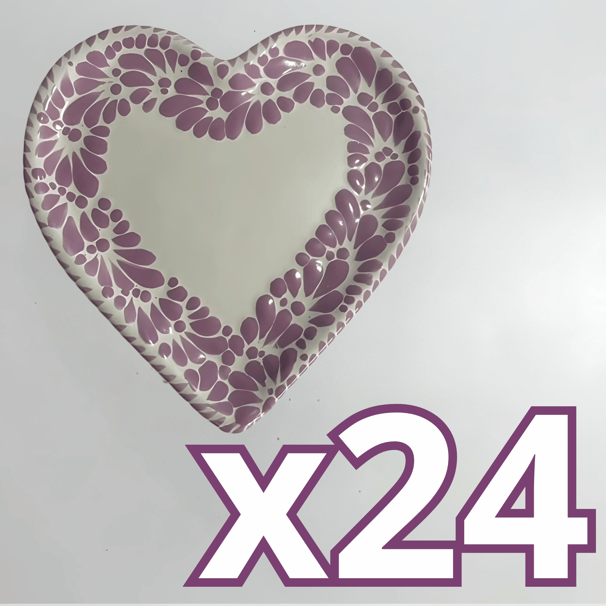 PLATO DE CORAZON 16 CM FONDO BLANCO MIK CENEFA MORADO