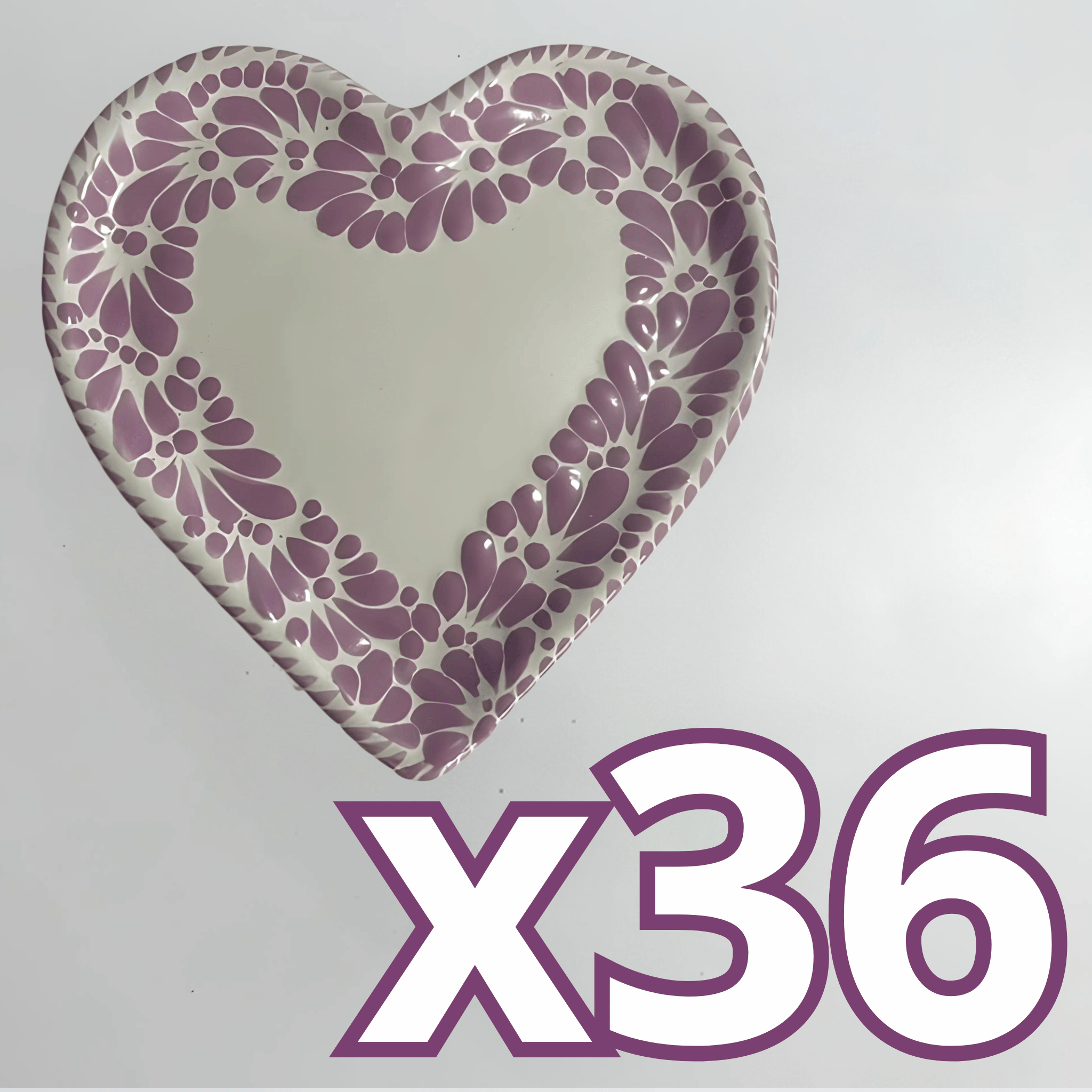 PLATO DE CORAZON 16 CM FONDO BLANCO MIK CENEFA MORADO
