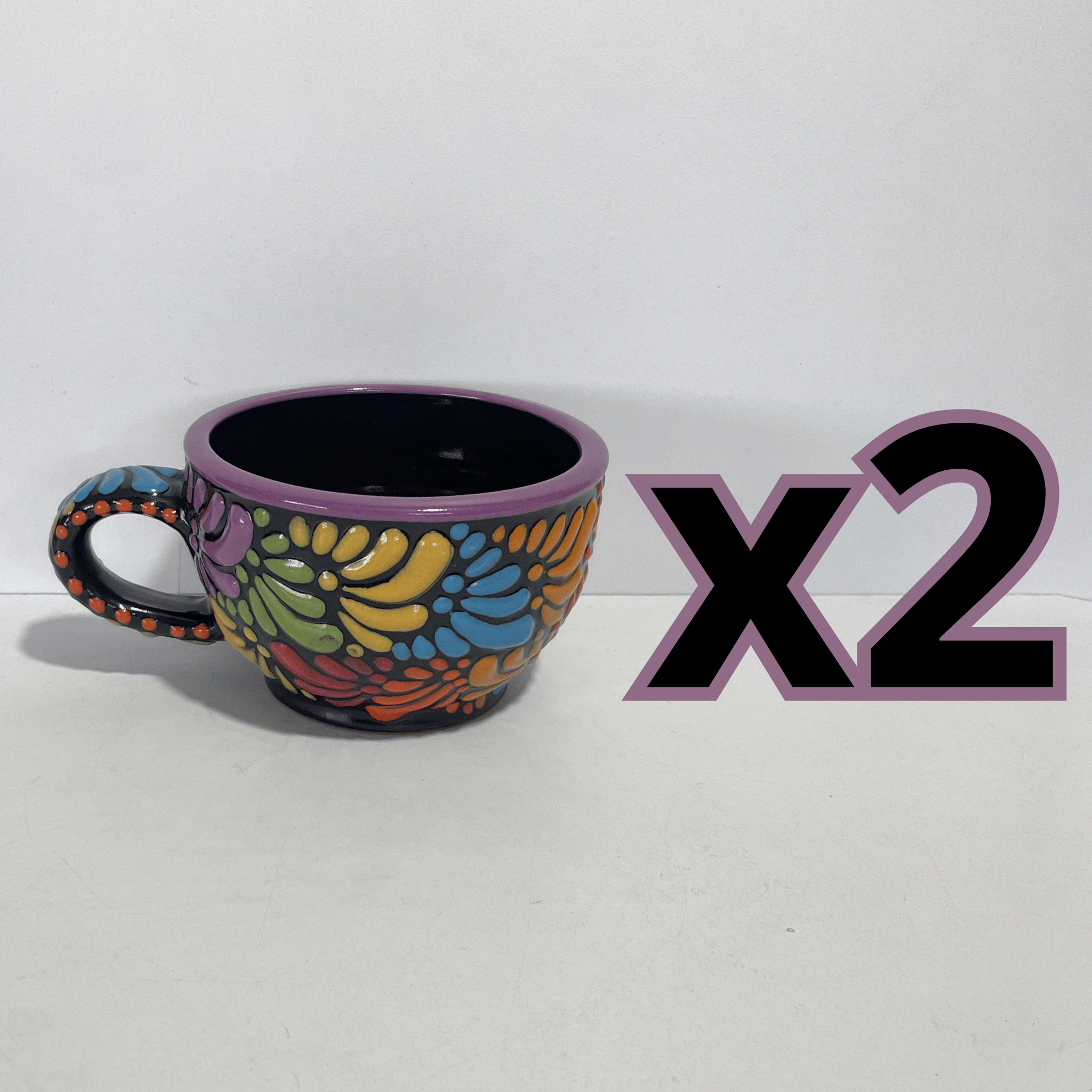 TAZA 300 ML FONDO NEGRO MIK MULTICOLOR