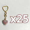 LLAVERO CORAZON CHICO 2.5 CM TRIDIMENSIONAL FONDO TRADICIONAL DECORADO ROSA