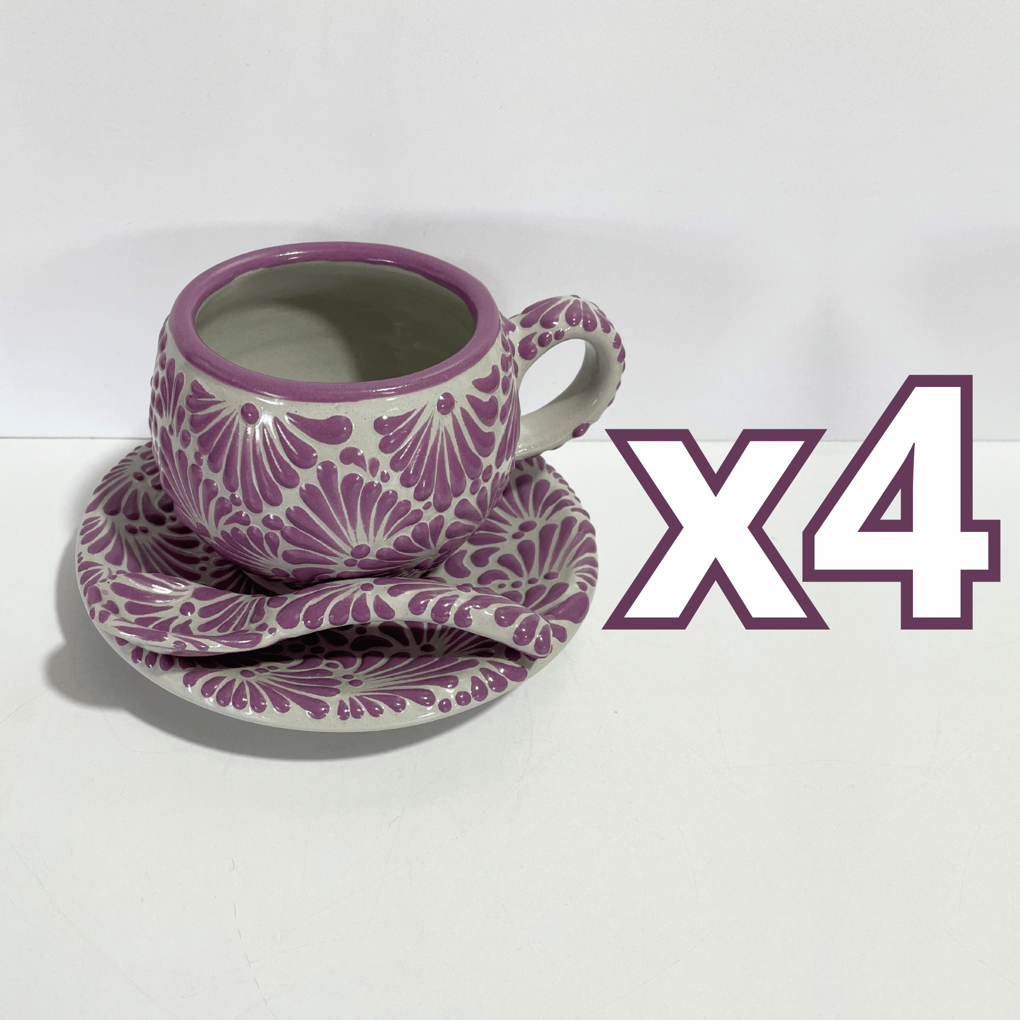 SET 3 PIEZAS CHOCOLATERA GRANDE FONDO TRADICIONAL MIK MORADO