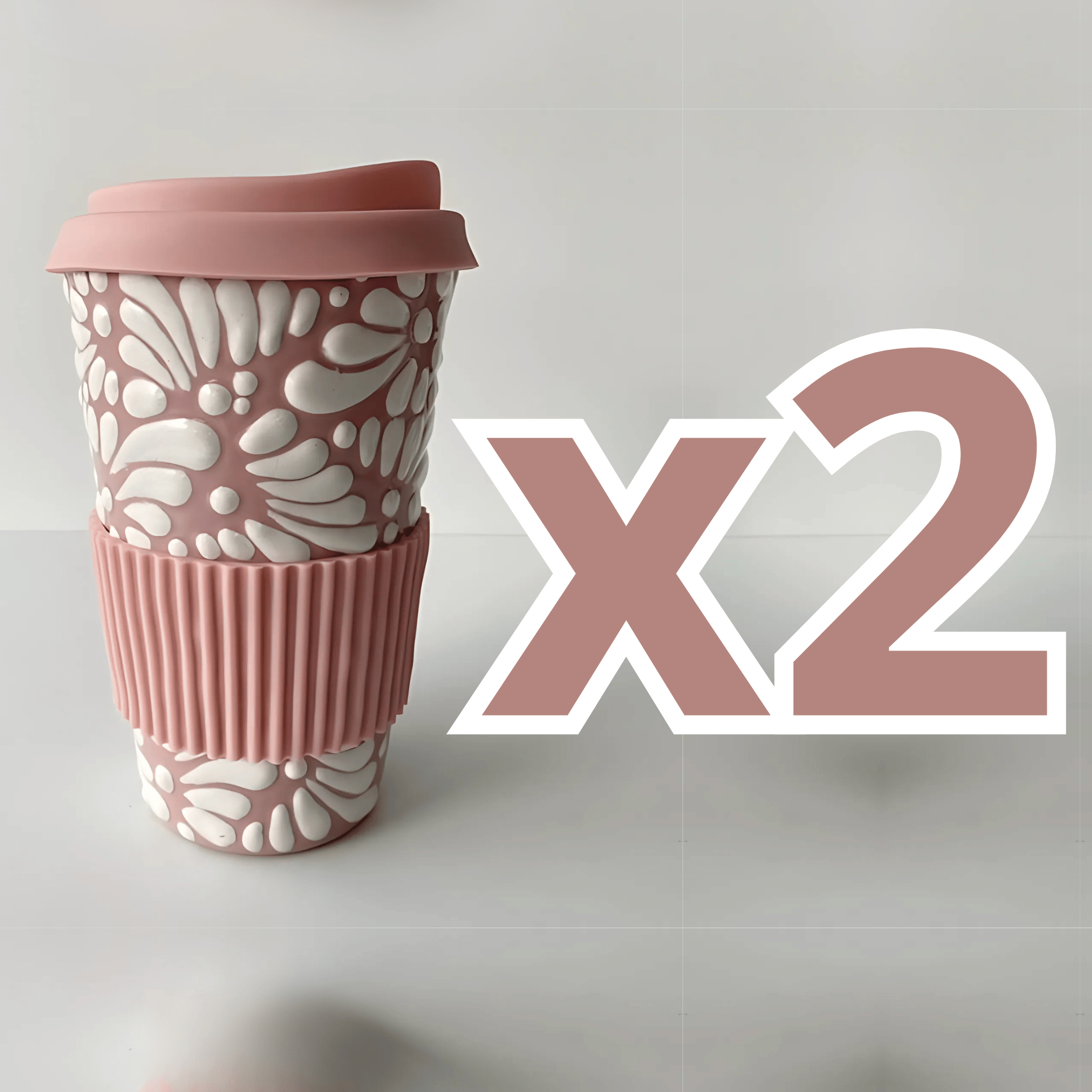 TERMO 15 CM SIN ASA FONDO ROSA DECORADO BLANCO MIK