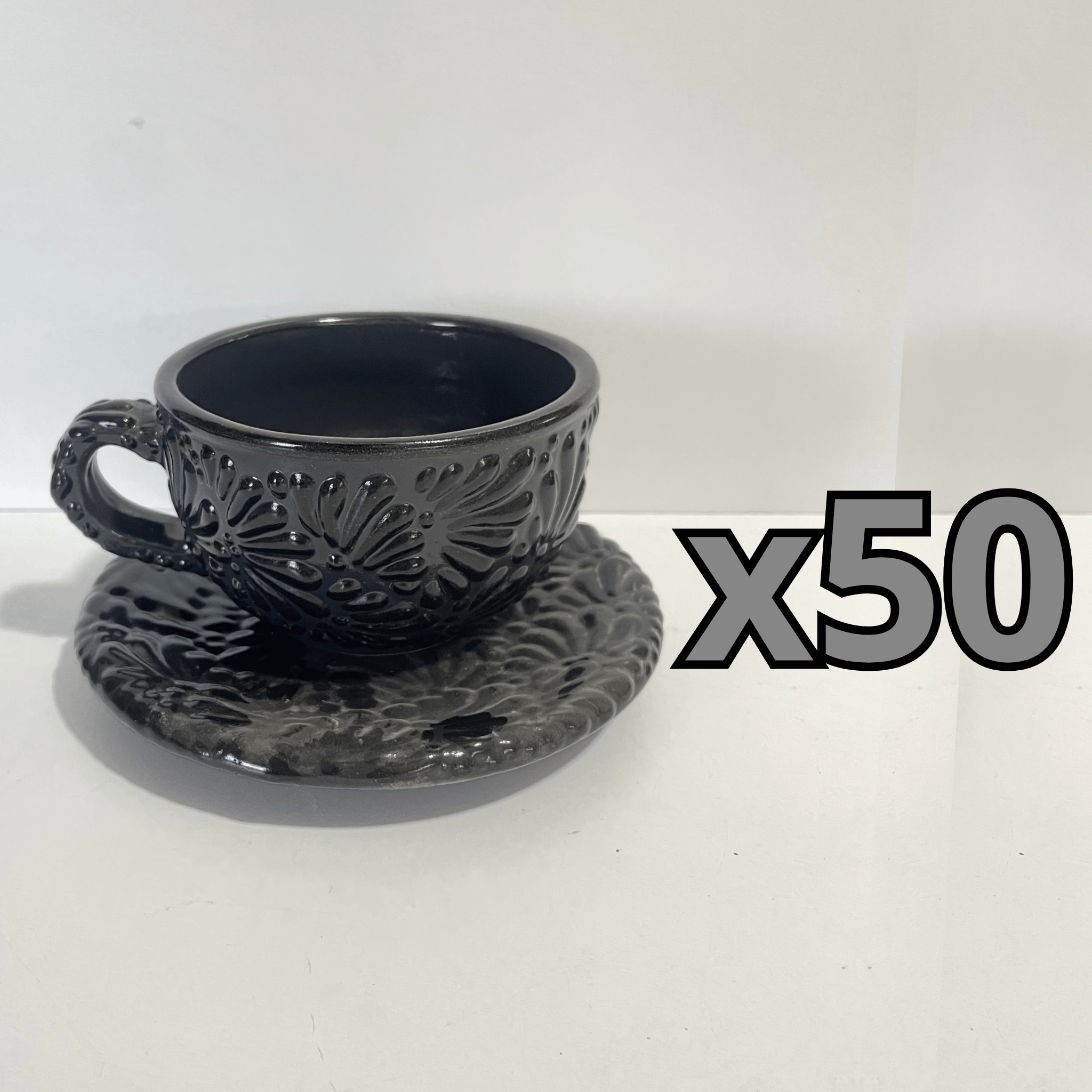 SET TAZA 300 ML Y PLATO MIK SUPER BLACK