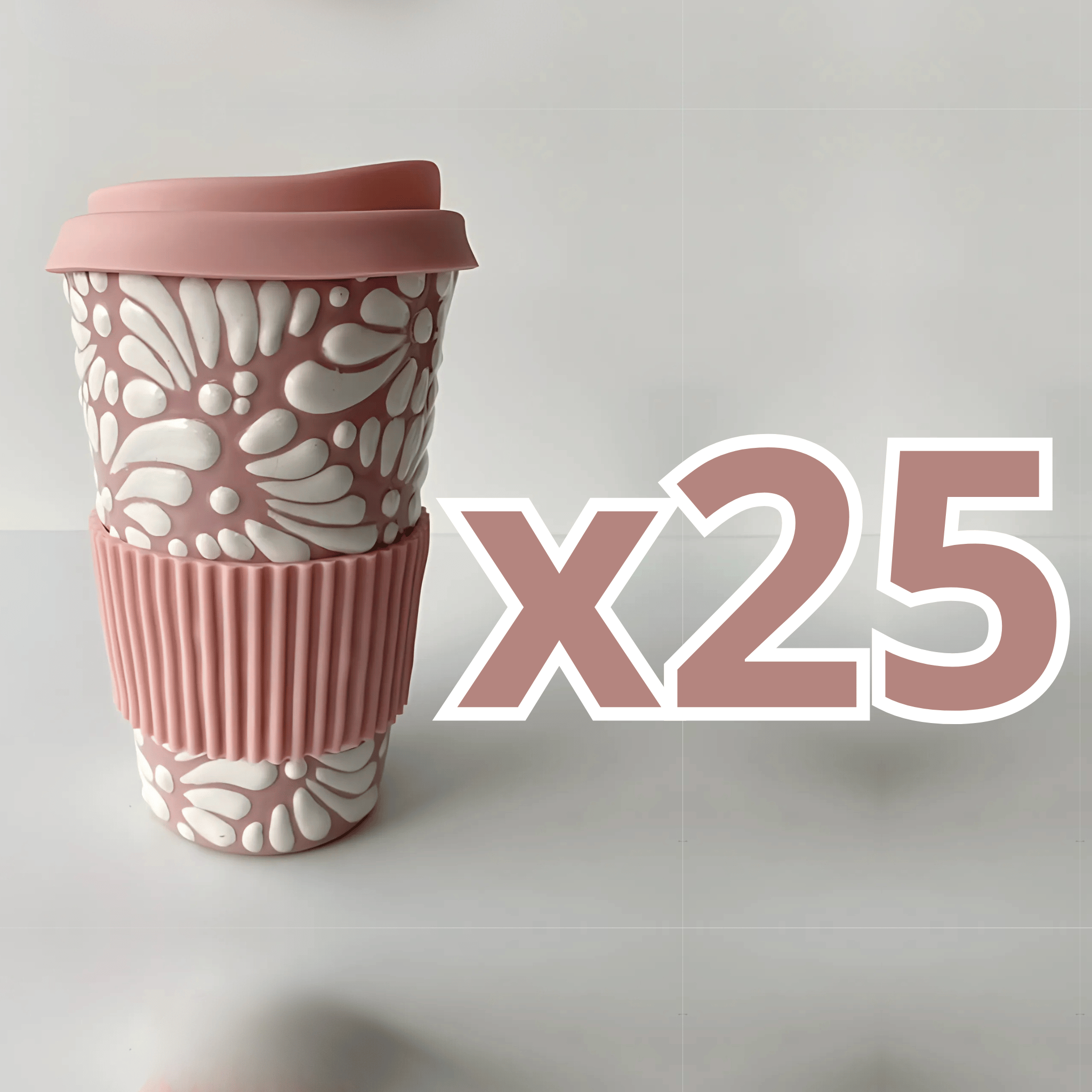 TERMO 15 CM SIN ASA FONDO ROSA DECORADO BLANCO MIK