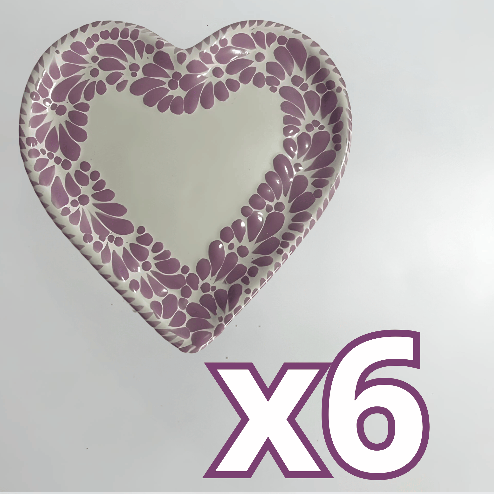 PLATO DE CORAZON 16 CM FONDO BLANCO MIK CENEFA MORADO
