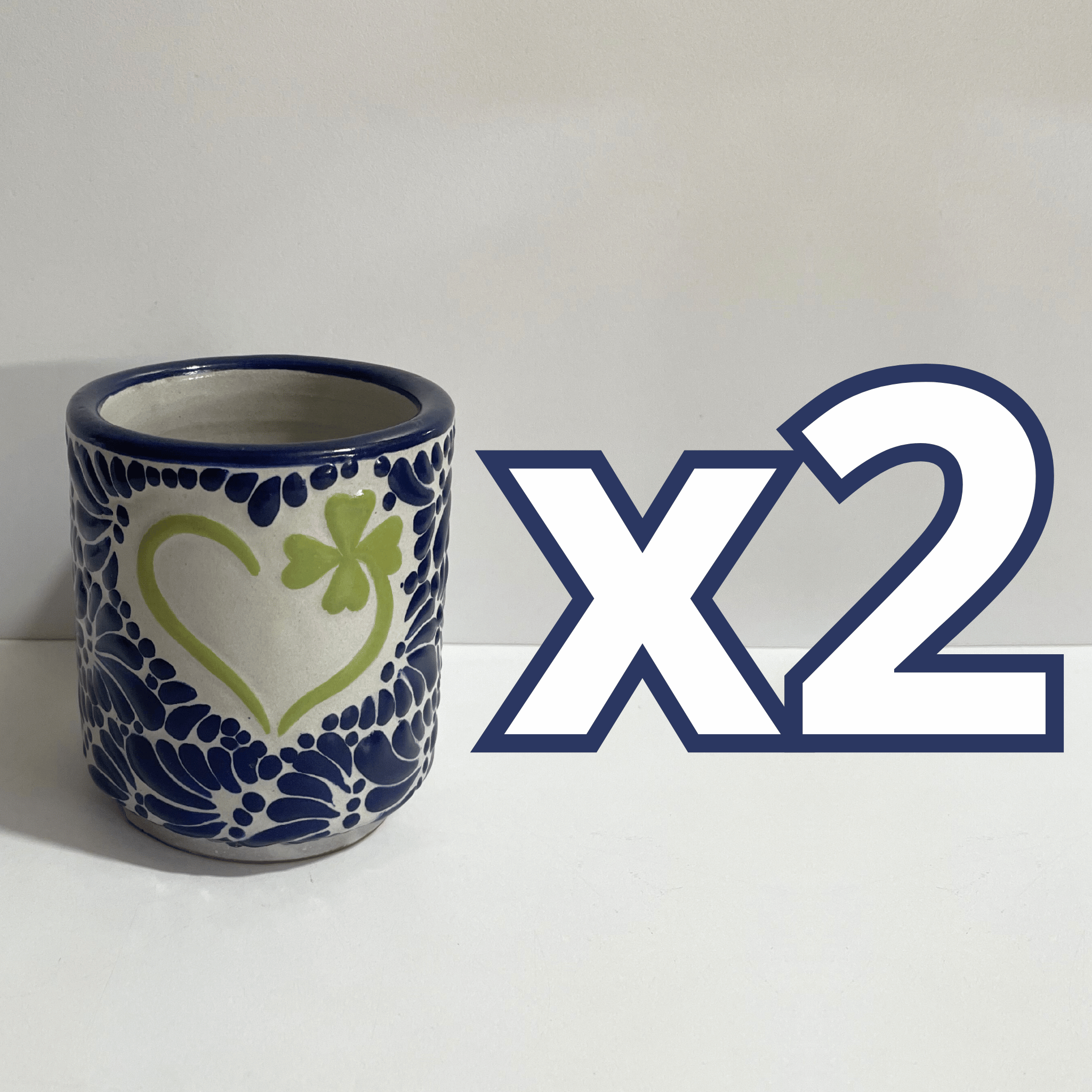 TAZA RECTA ESTANDAR FONDO TRADICIONAL MIK AZUL COBALTO TREBOL CORAZON