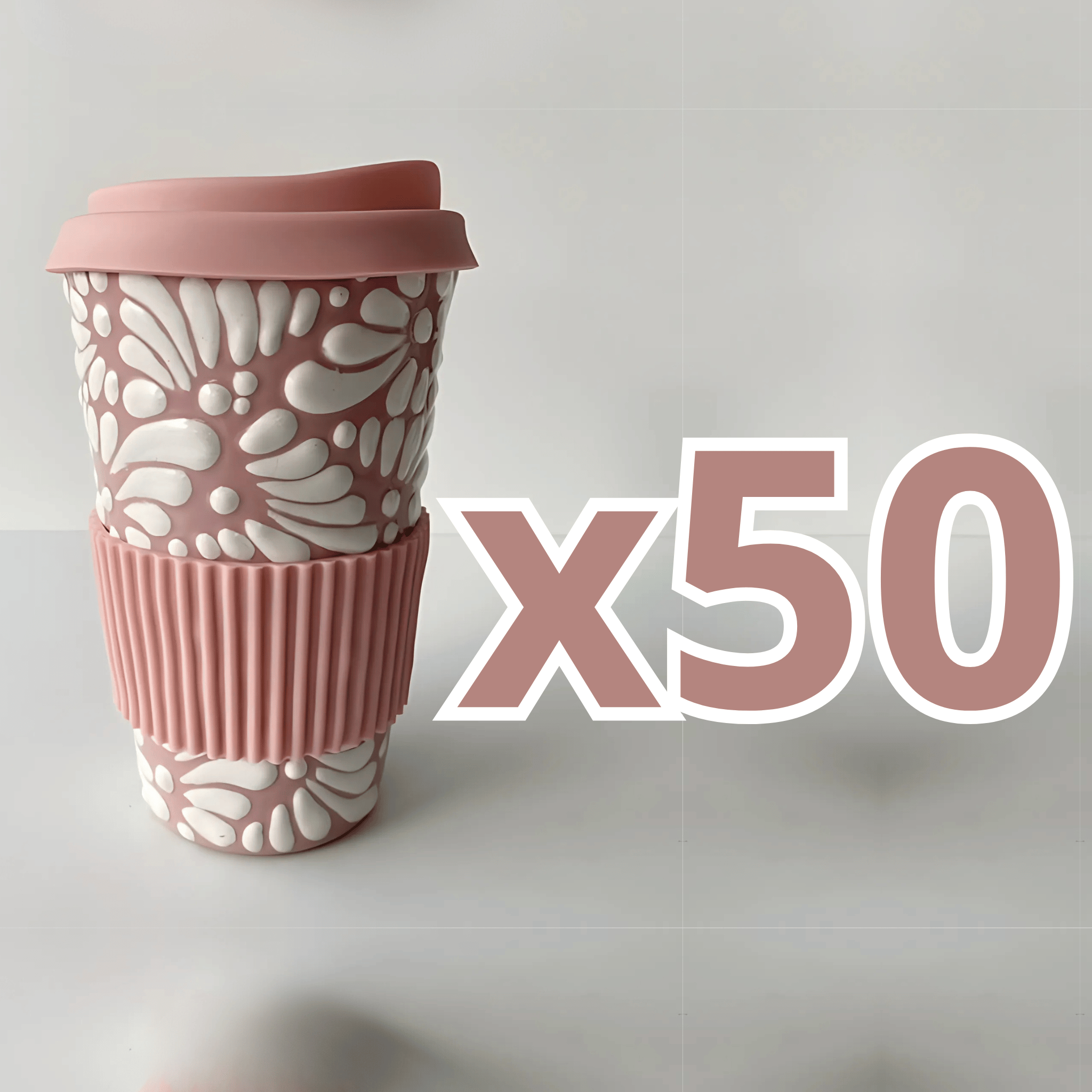 TERMO 15 CM SIN ASA FONDO ROSA DECORADO BLANCO MIK