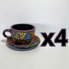 SET TAZA 300 ML Y PLATO FONDO NEGRO MIK MULTICOLOR