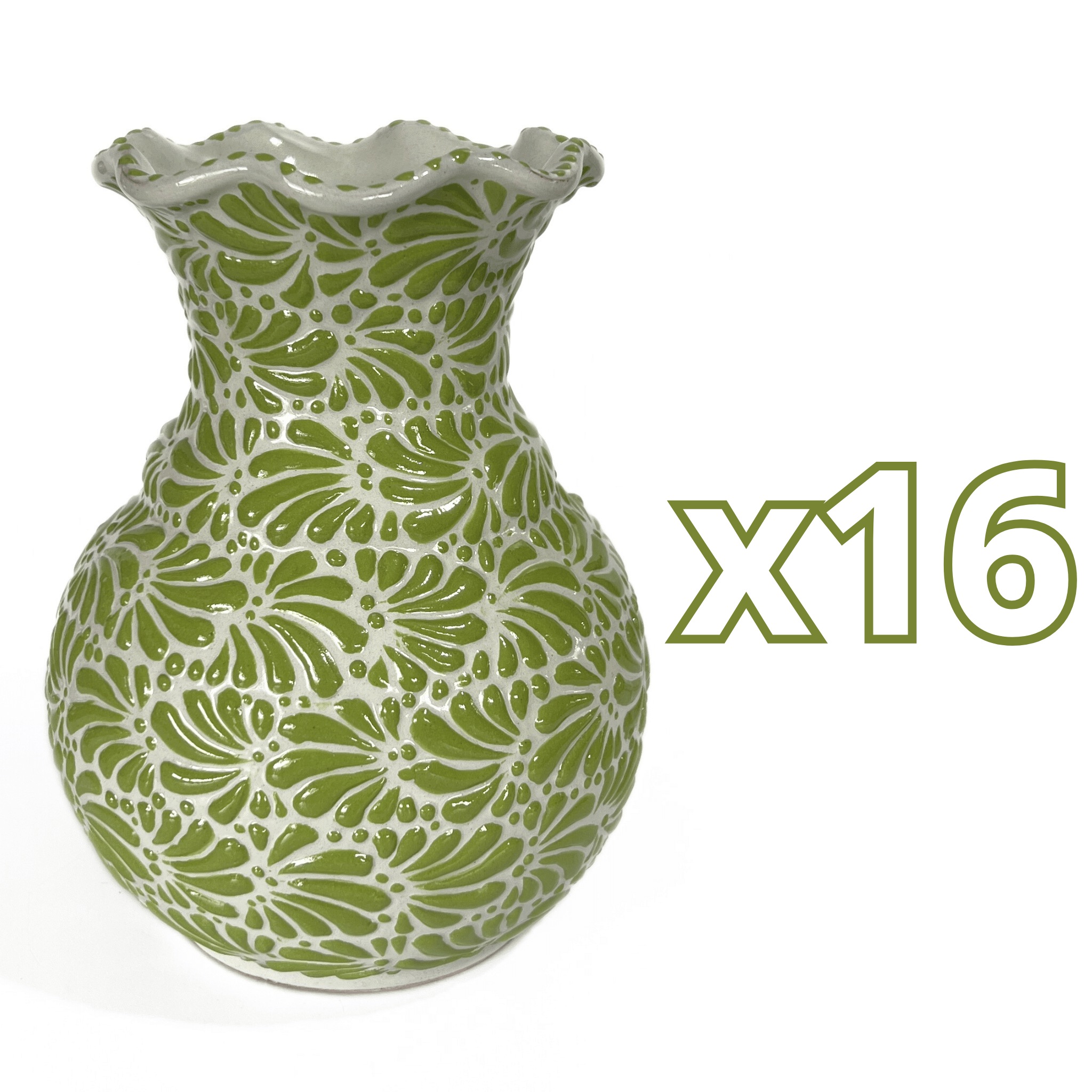 FLORERO ONDAS 20 CM FONDO TRADICIONAL MIK VERDE LIMON
