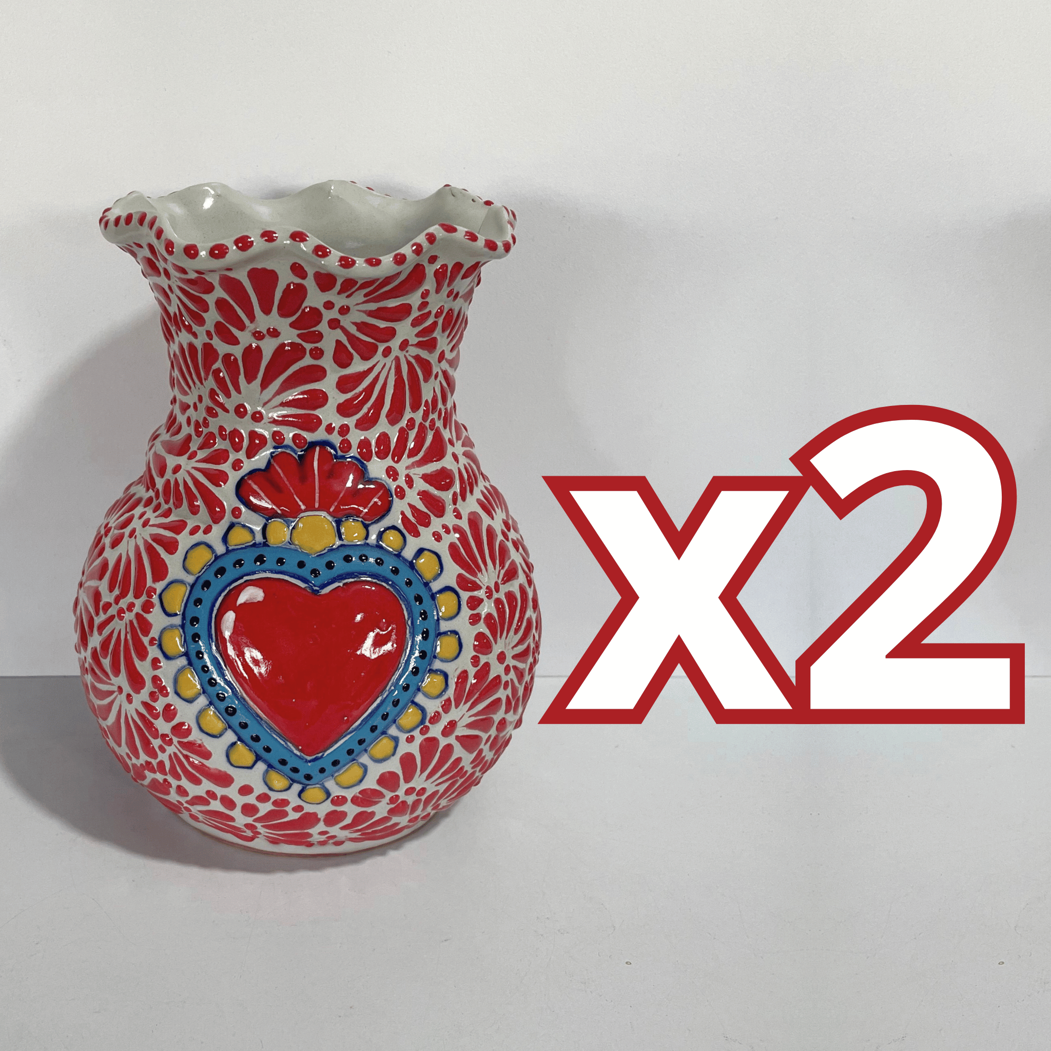 FLORERO ONDAS 20 CM FONDO TRADICIONAL MIK ROJO SAGRADO CORAZON