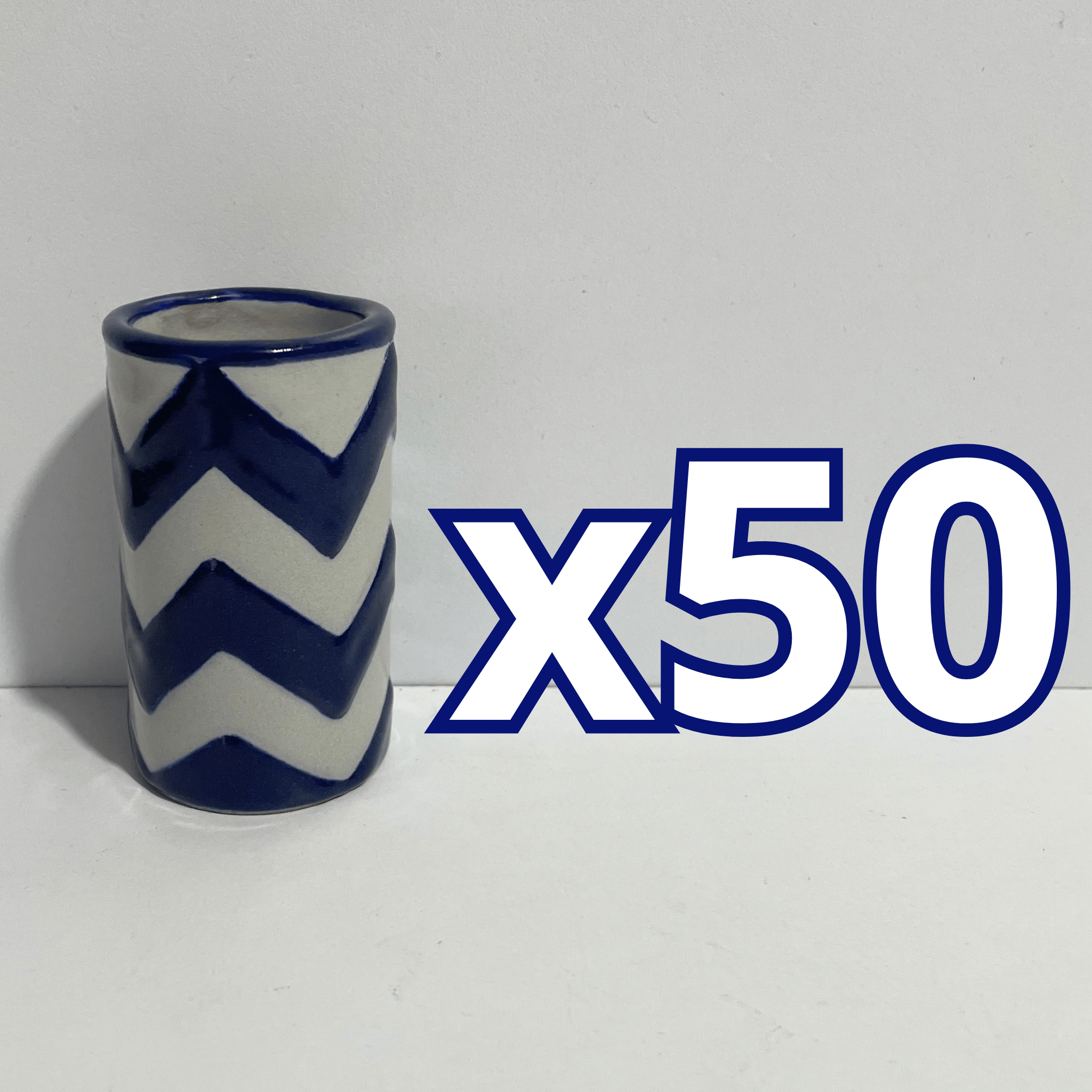 TEQUILERO NO PERSONALIZADO FONDO TRADICIONAL DECORADO ZIG ZAG AZUL COBALTO