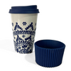 TERMO 15 CM SIN ASA FONDO TRADICIONAL CENEFA MANDALA AZUL COBALTO