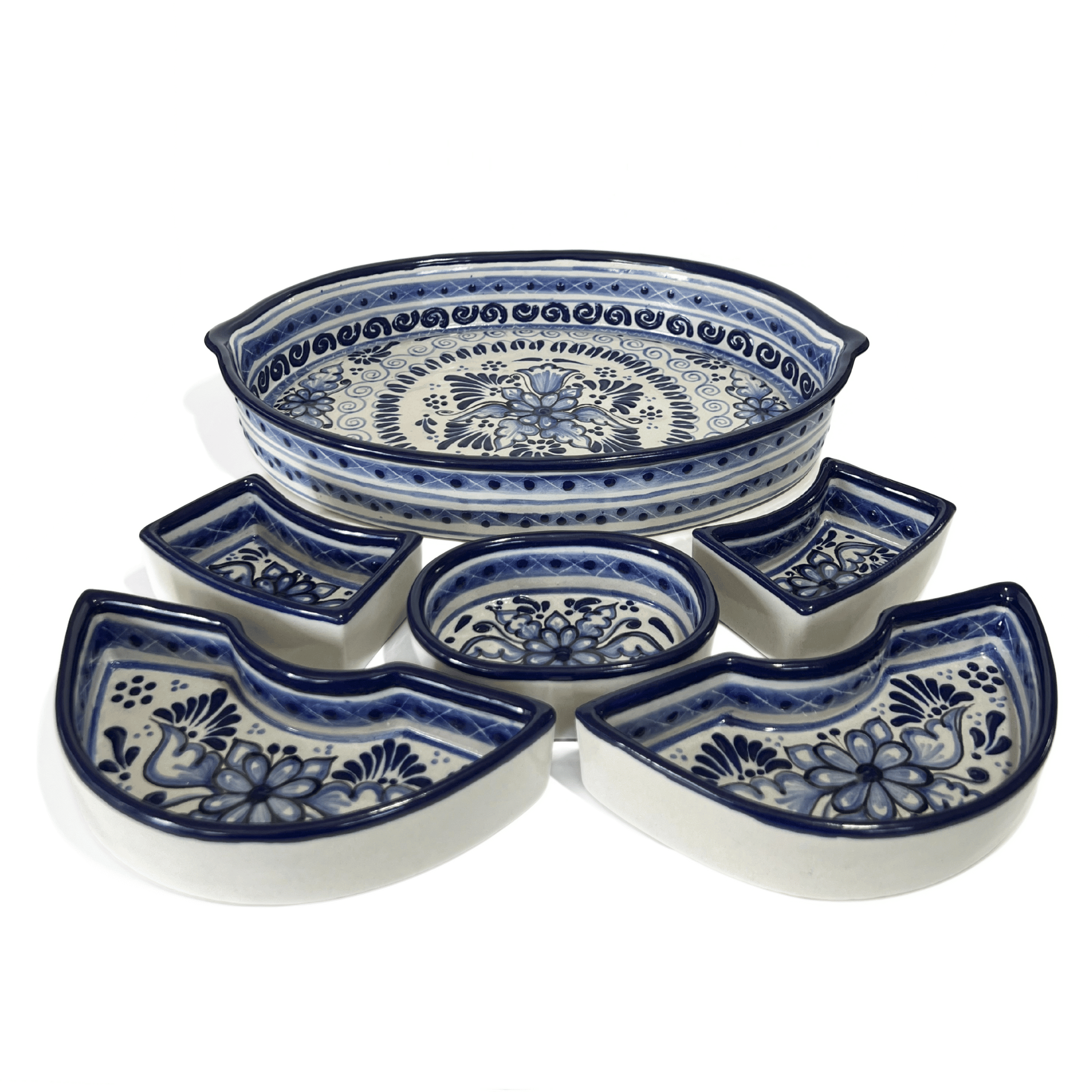 BOTANERO OVALADO FONDO TRADICIONAL CENEFA FLOR ESTILIZADA AZUL COBALTO