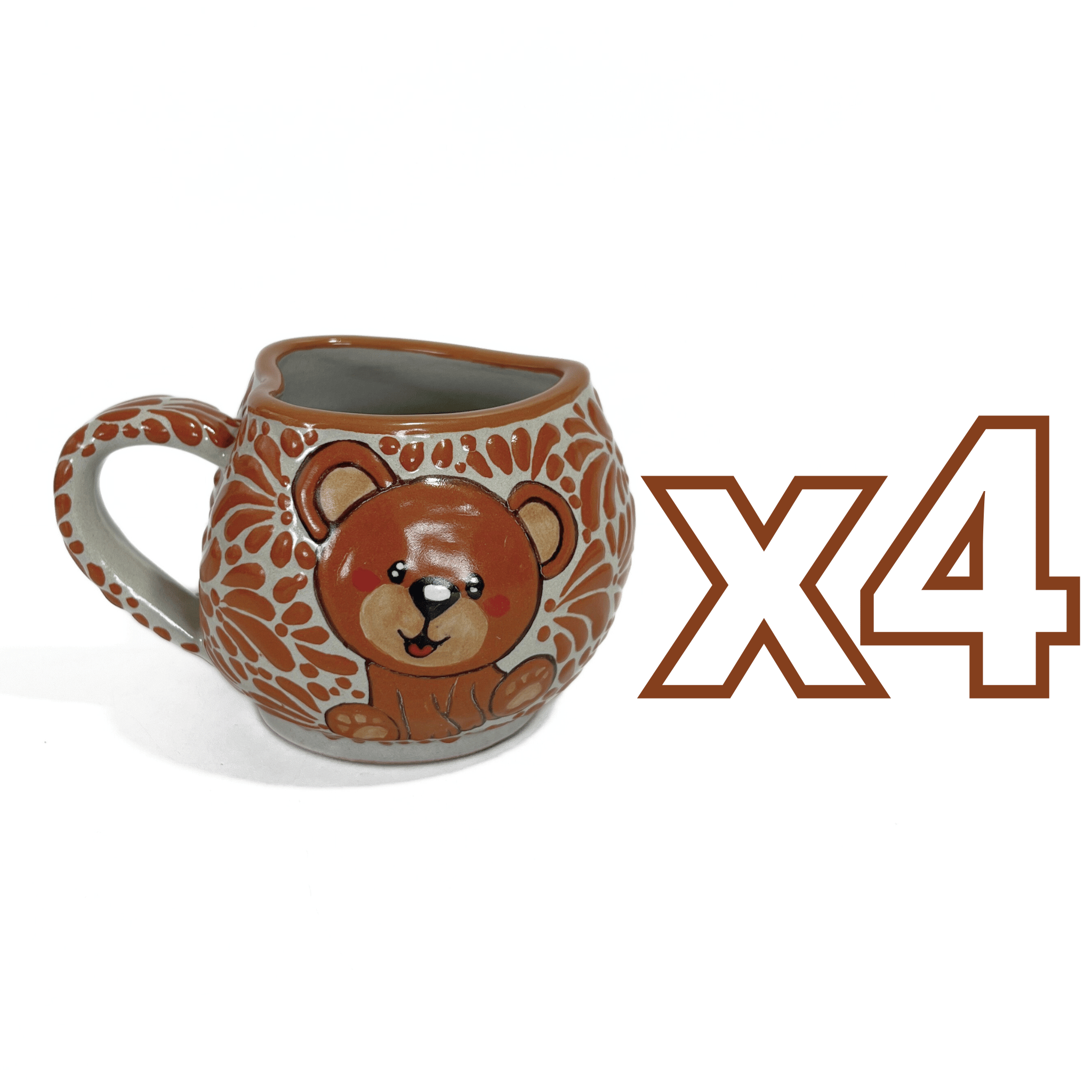 TAZA FORMA CORAZON CHOCOLATERA GRANDE FONDO TRADICIONAL MIK TERRACOTA OSITO COMPLETO