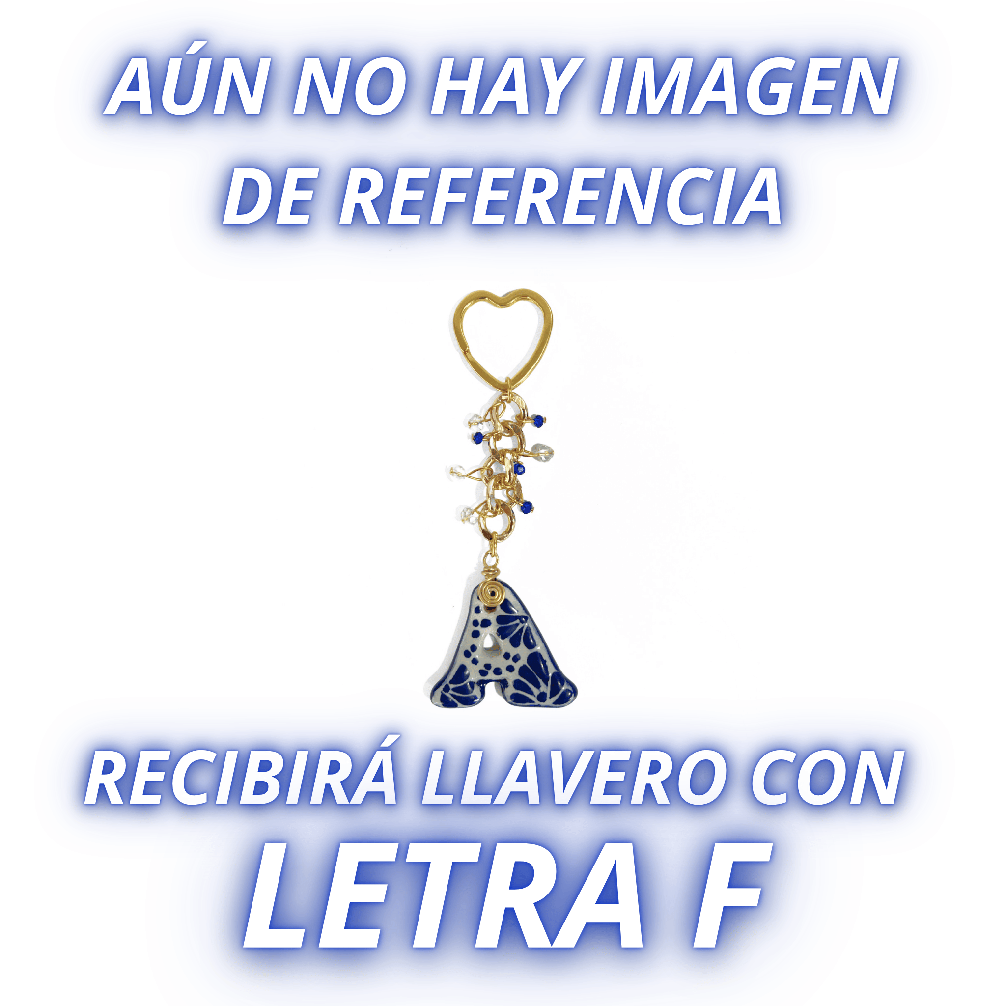 LLAVERO INICIAL AZUL COBALTO CON CRISTAL CORTADO