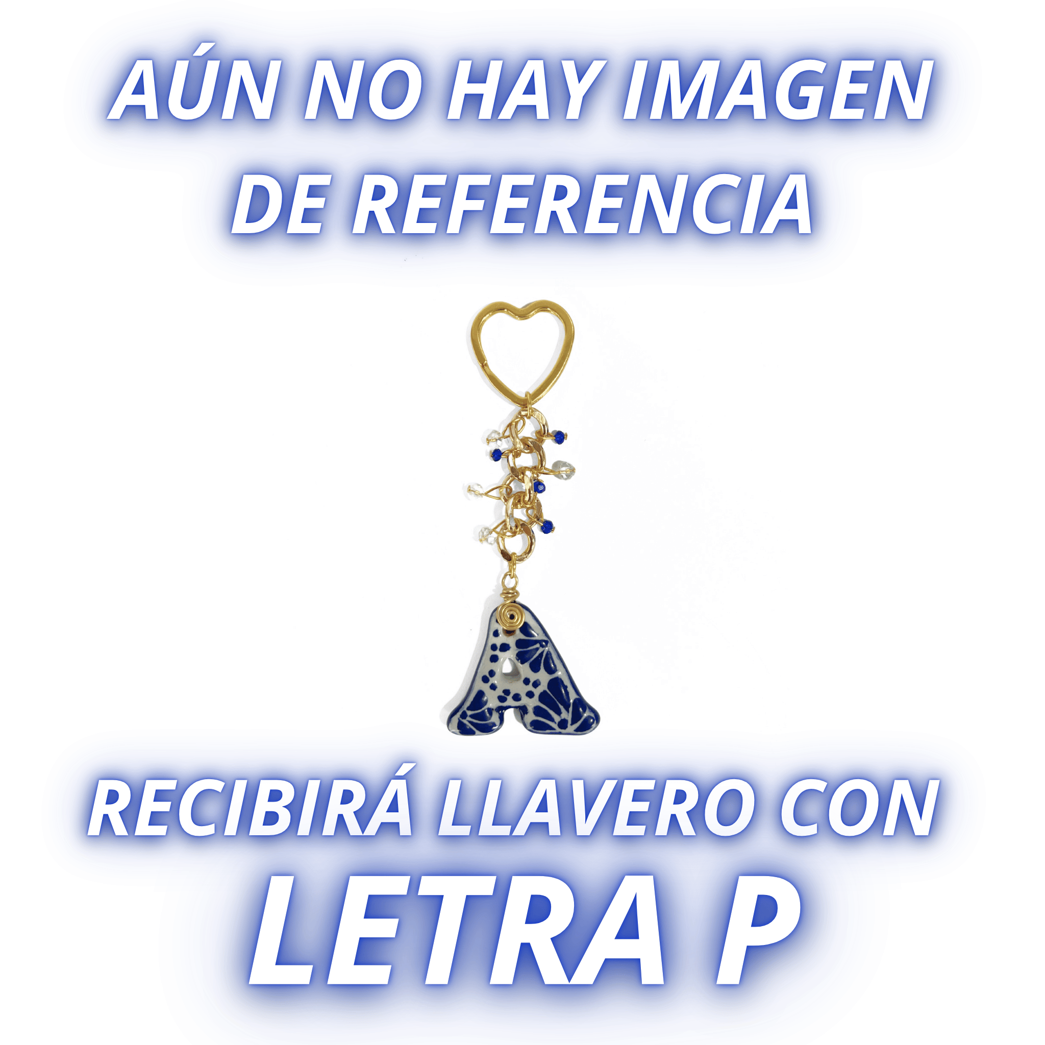 LLAVERO INICIAL AZUL COBALTO CON CRISTAL CORTADO