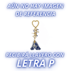 LLAVERO INICIAL AZUL COBALTO CON CRISTAL CORTADO