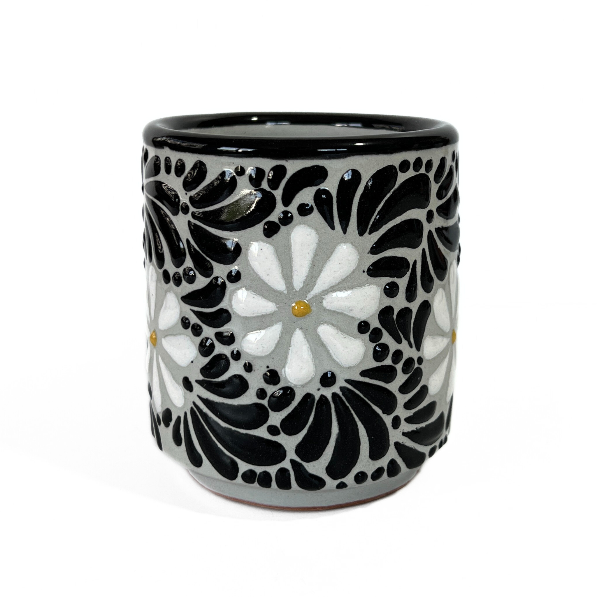 TAZA RECTA ESTANDAR FONDO TRADICIONAL MIK NEGRO MARGARITAS