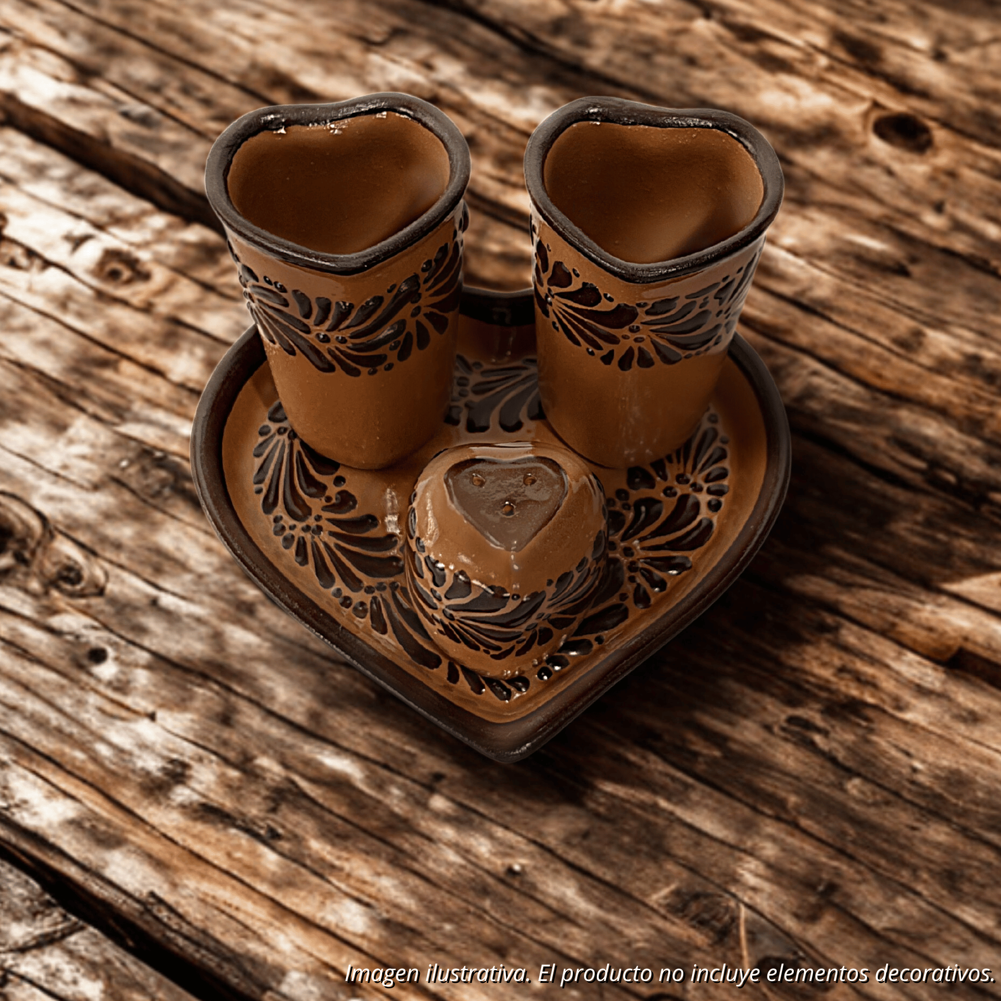 SET TEQUILERO CORAZON 4 PIEZAS FONDO CAFE MIK CENEFA CAFE CHOCOLATE