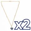COLLAR CORAZON TRIDIMENSIONAL FONDO TRADICIONAL DECORADO AZUL COBALTO CADENA DORADA