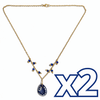 COLLAR GOTA PLANO FONDO TRADICIONAL DECORADO AZUL COBALTO CADENA DORADA