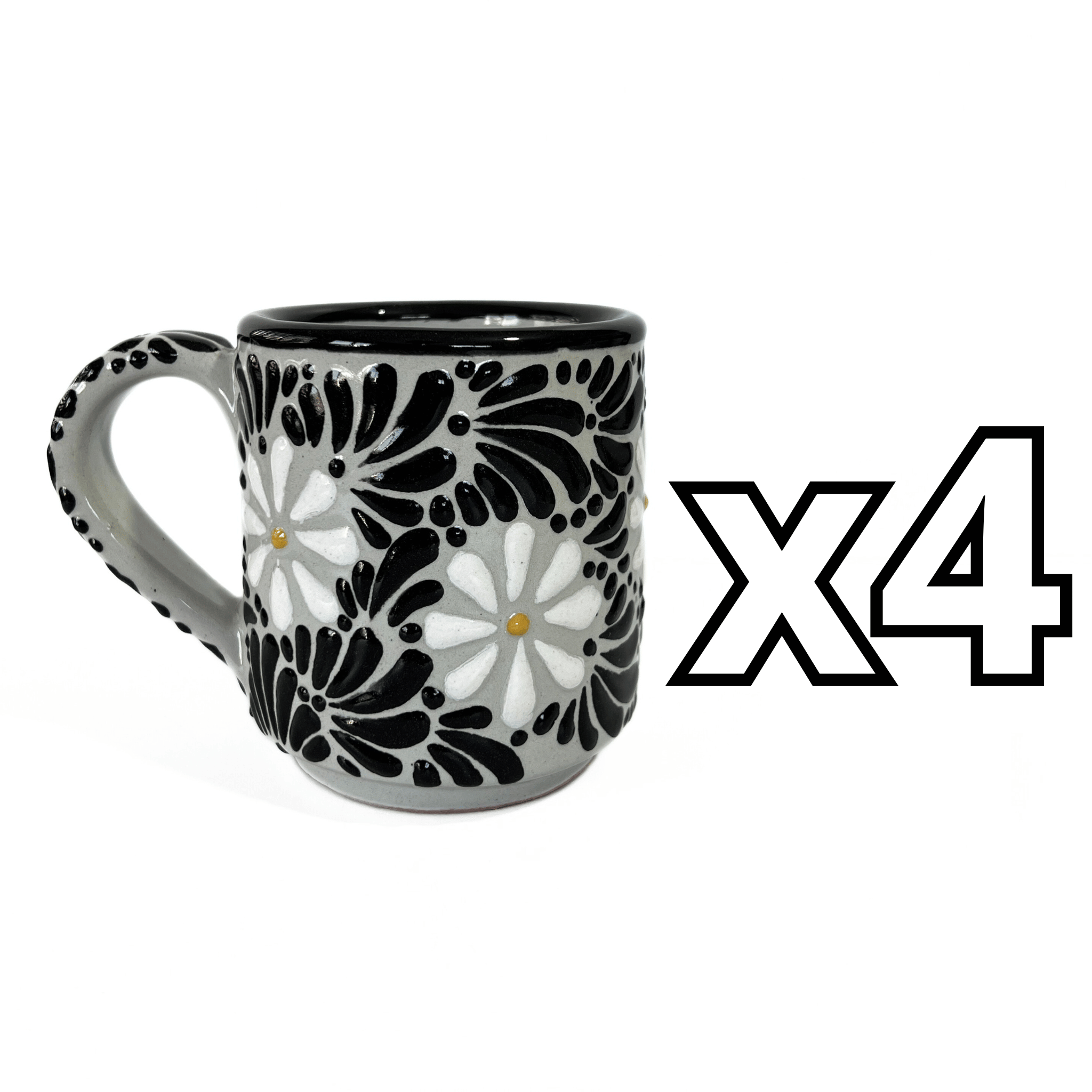 TAZA RECTA ESTANDAR FONDO TRADICIONAL MIK NEGRO MARGARITAS