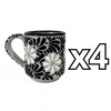 TAZA RECTA ESTANDAR FONDO TRADICIONAL MIK NEGRO MARGARITAS