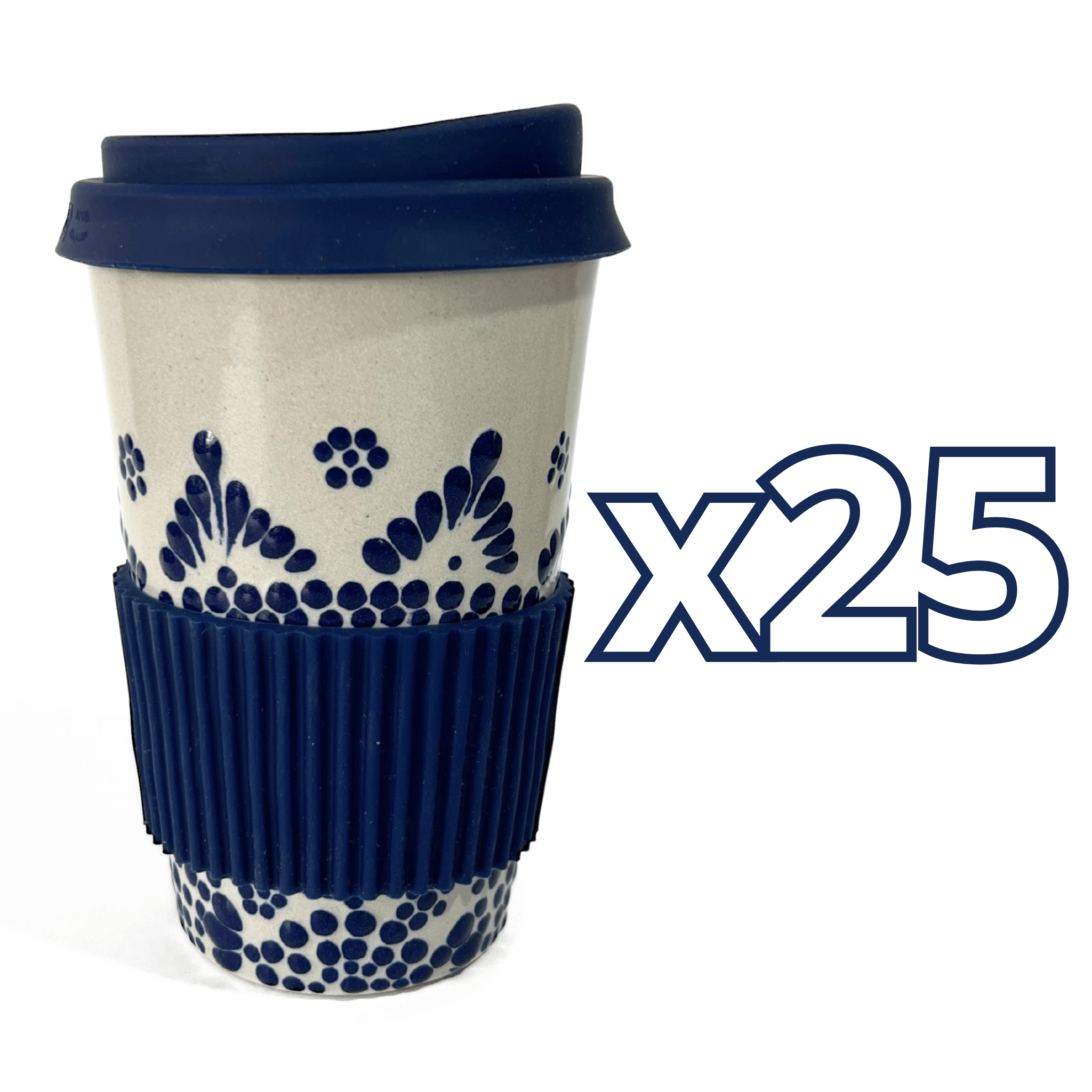 TERMO 15 CM SIN ASA FONDO TRADICIONAL CENEFA MANDALA AZUL COBALTO
