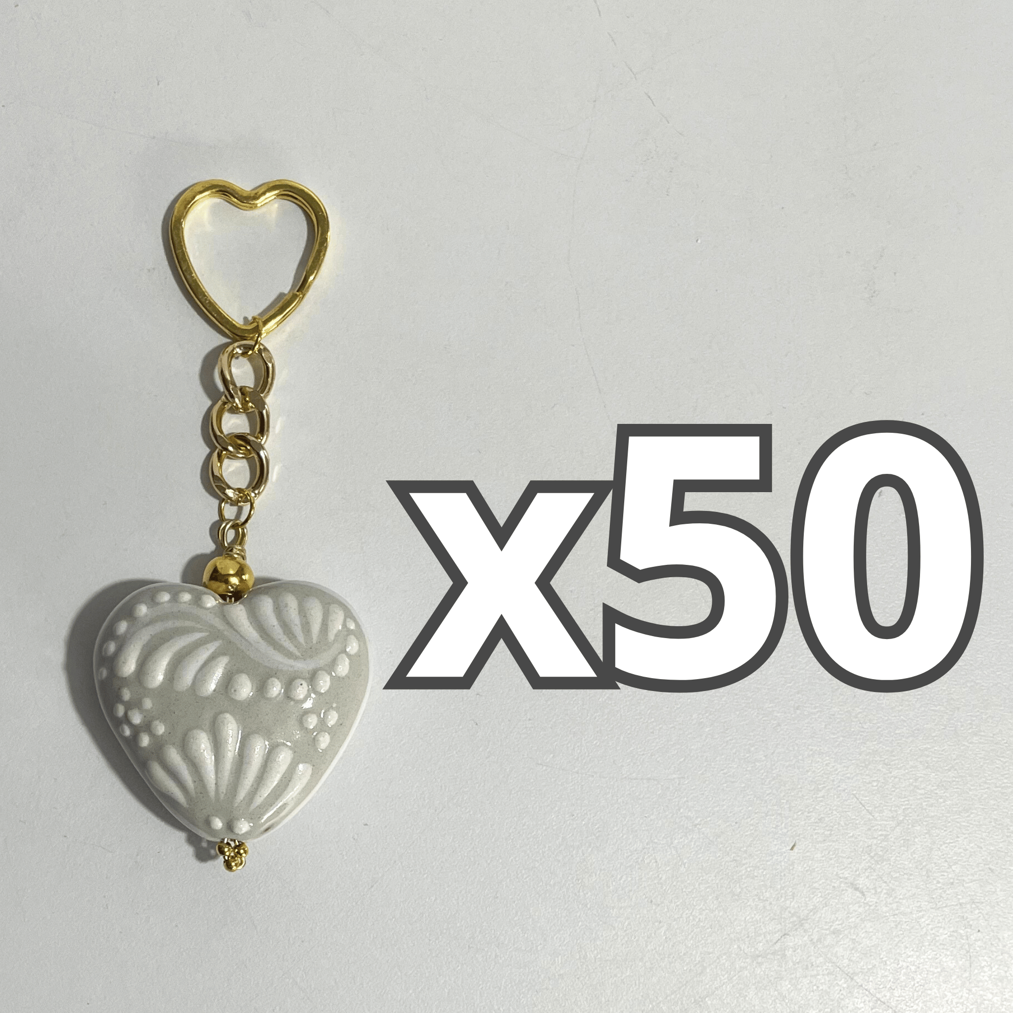 LLAVERO CORAZON 5 CM TRIDIMENSIONAL FONDO TRADICIONAL CENEFA BLANCO