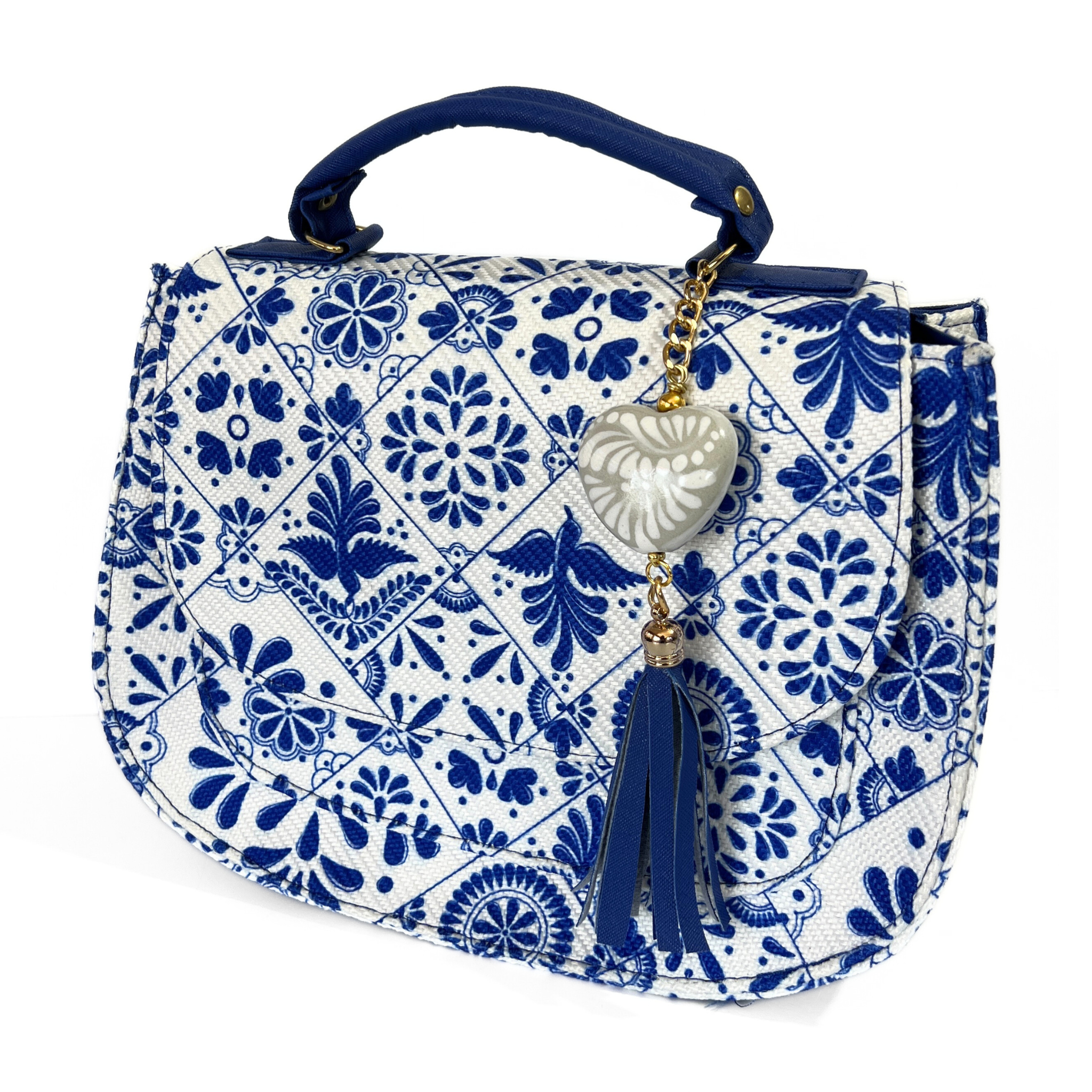 BOLSO COLOR AZUL COBALTO ESTILO TALAVERA CON LLAVERO